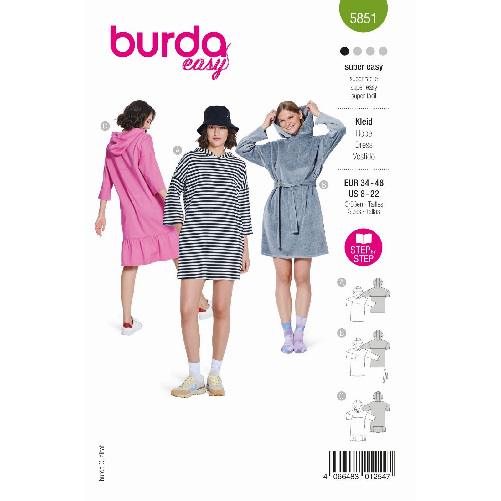 Burda naaipatroon 5851 groen - Jurk maat 34-48
 - STUK