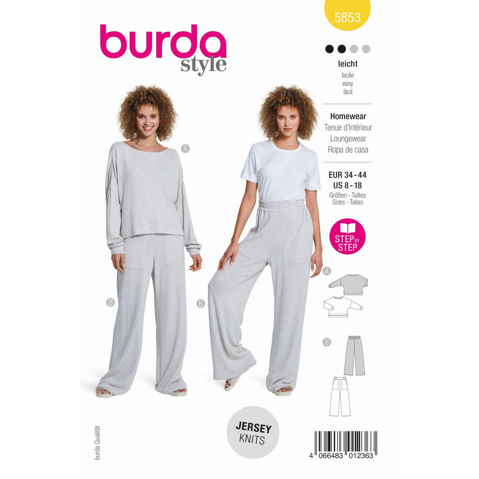 Burda naaipatroon 5853 geel - Homewear - maat 34-44 - STUK