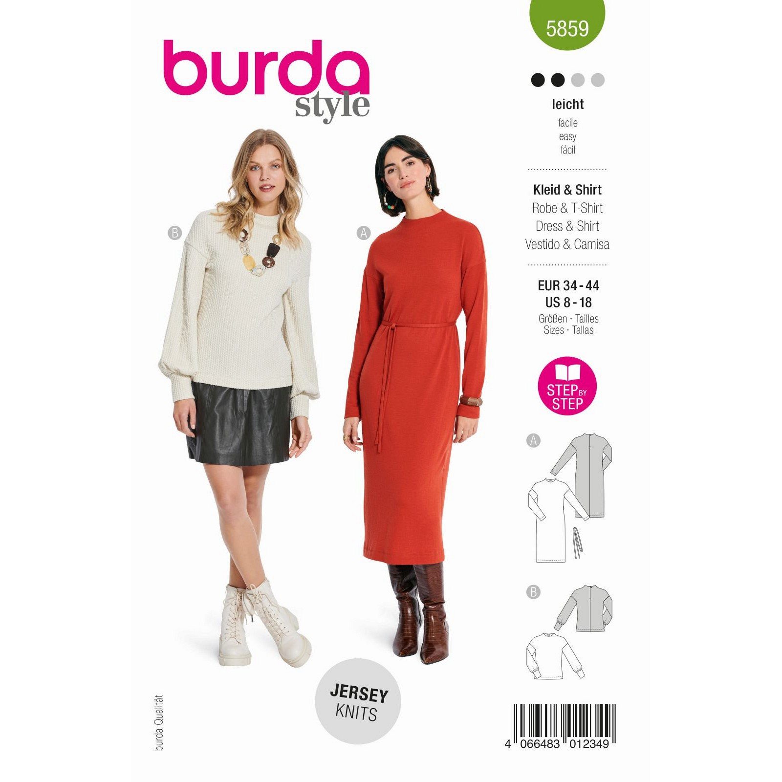 Burda naaipatroon 5859 groen - Jurk en top maat 34-44 - STUK