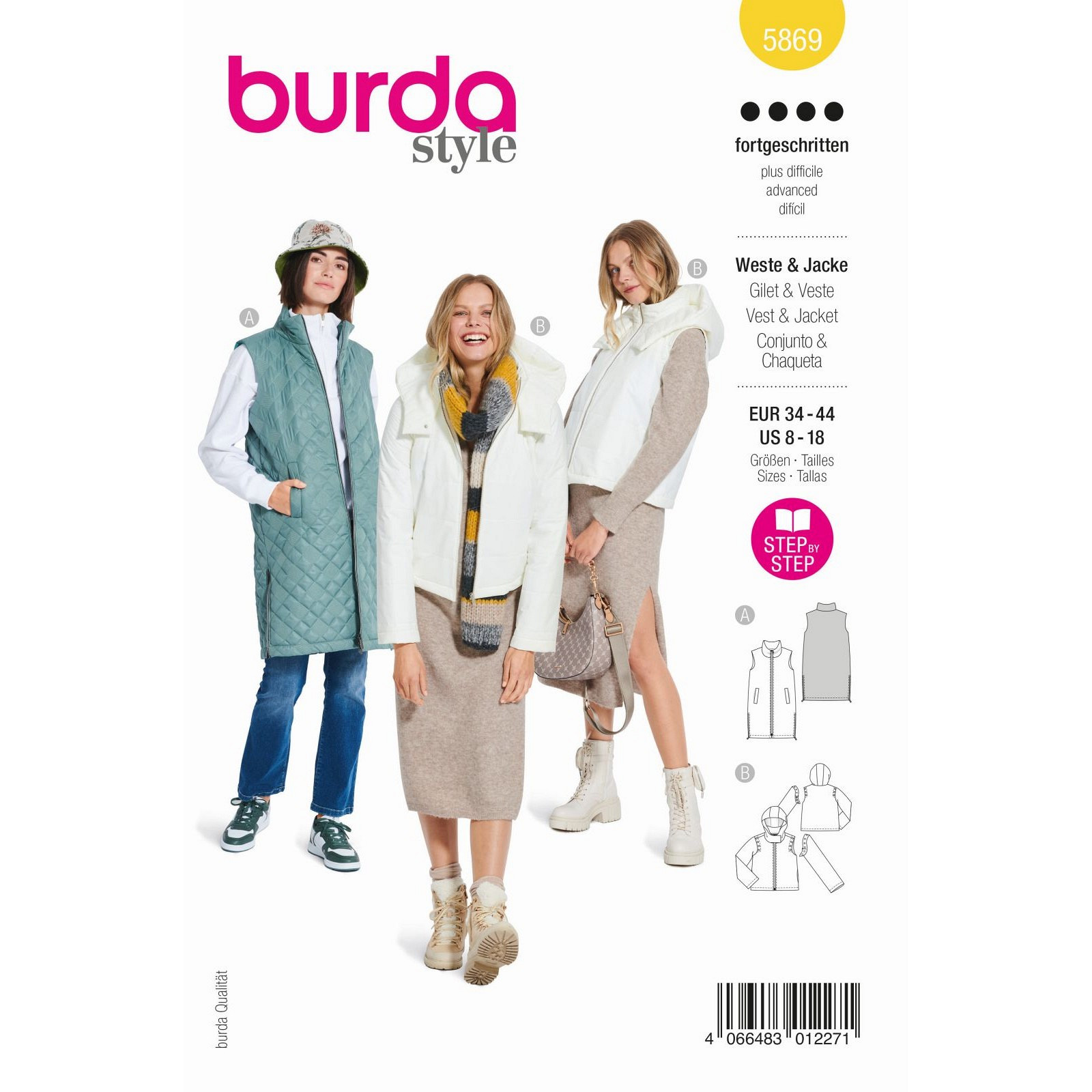 Burda naaipatroon 5869 geel - Vest & Jas - maat 34-44 - STUK