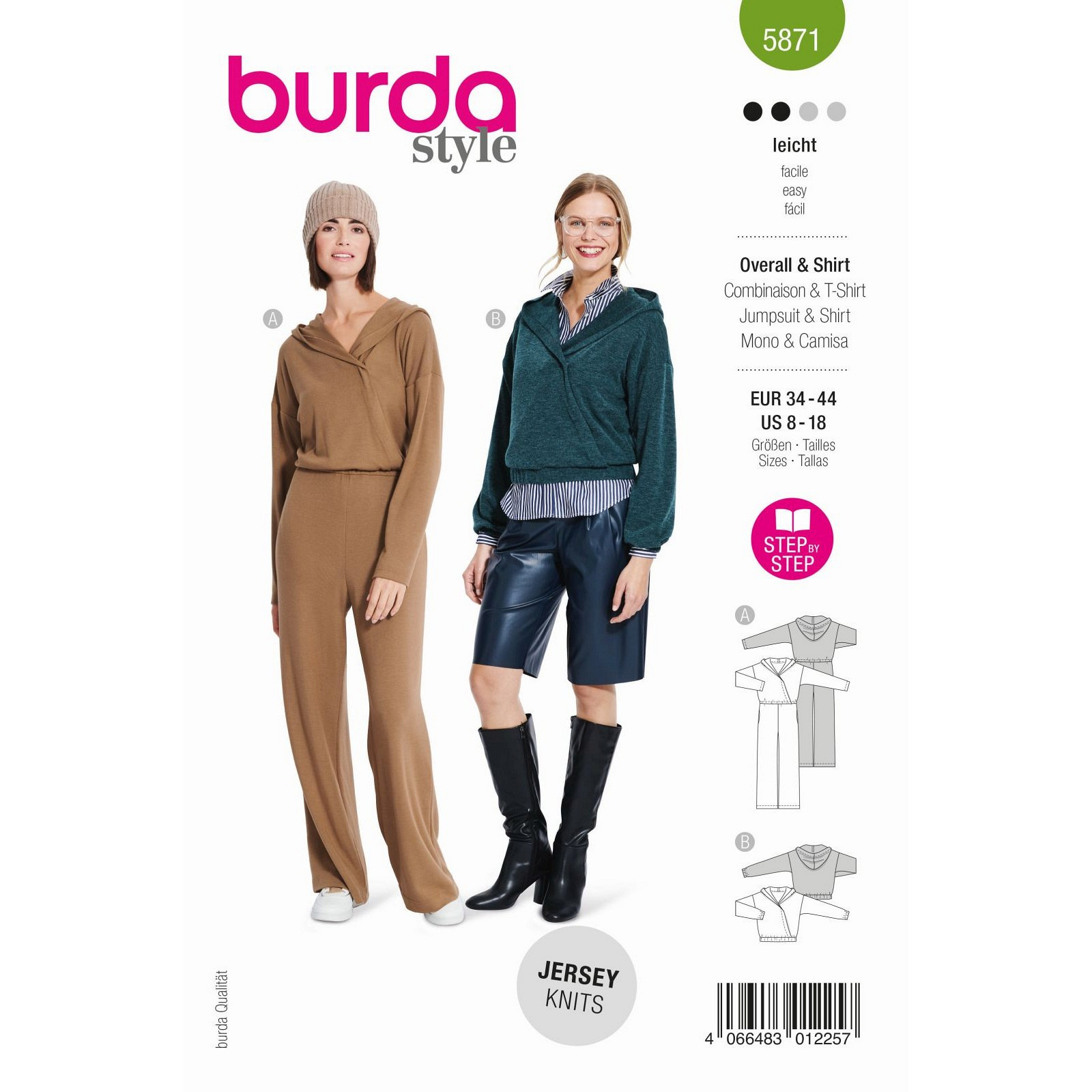 Burda naaipatroon 5871 groen - Jumpsuit en Top maat 34-44 - STUK
