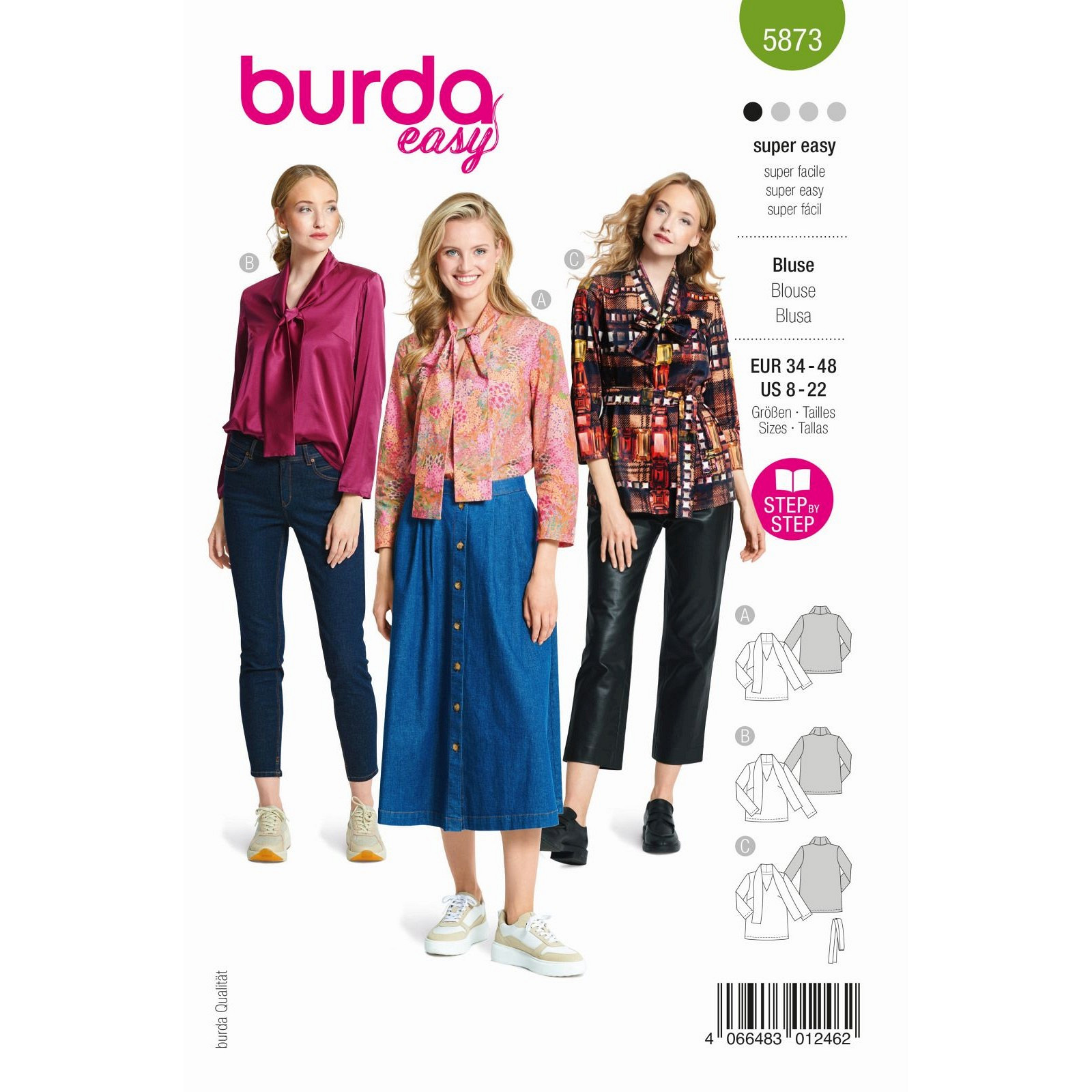 Burda naaipatroon 5873 groen - Blouse maat 34-48 - STUK
