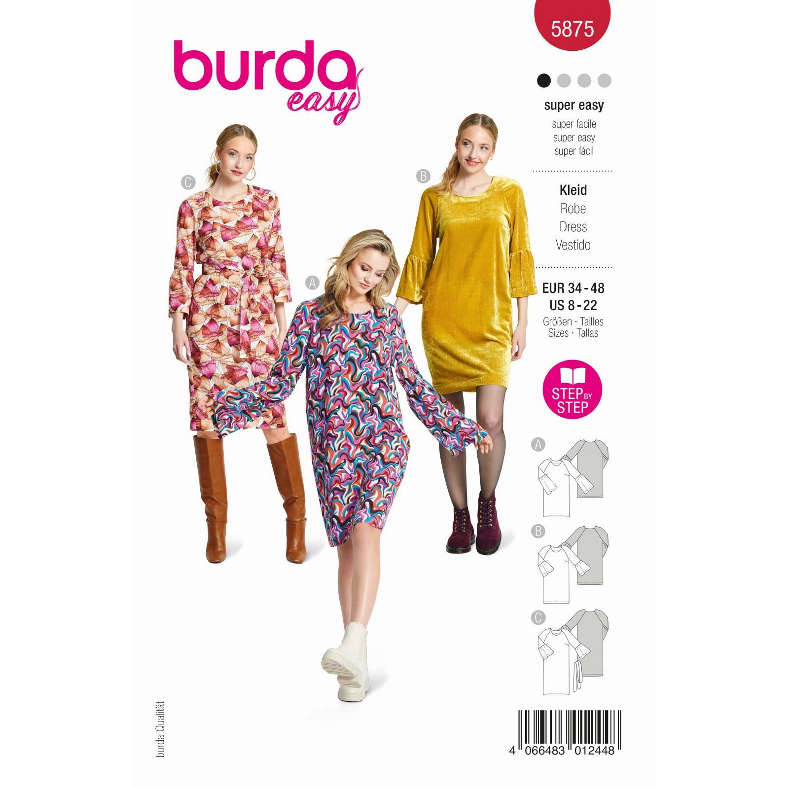 Burda naaipatroon 5875 rood - Jurk - maat 34-48
 - STUK