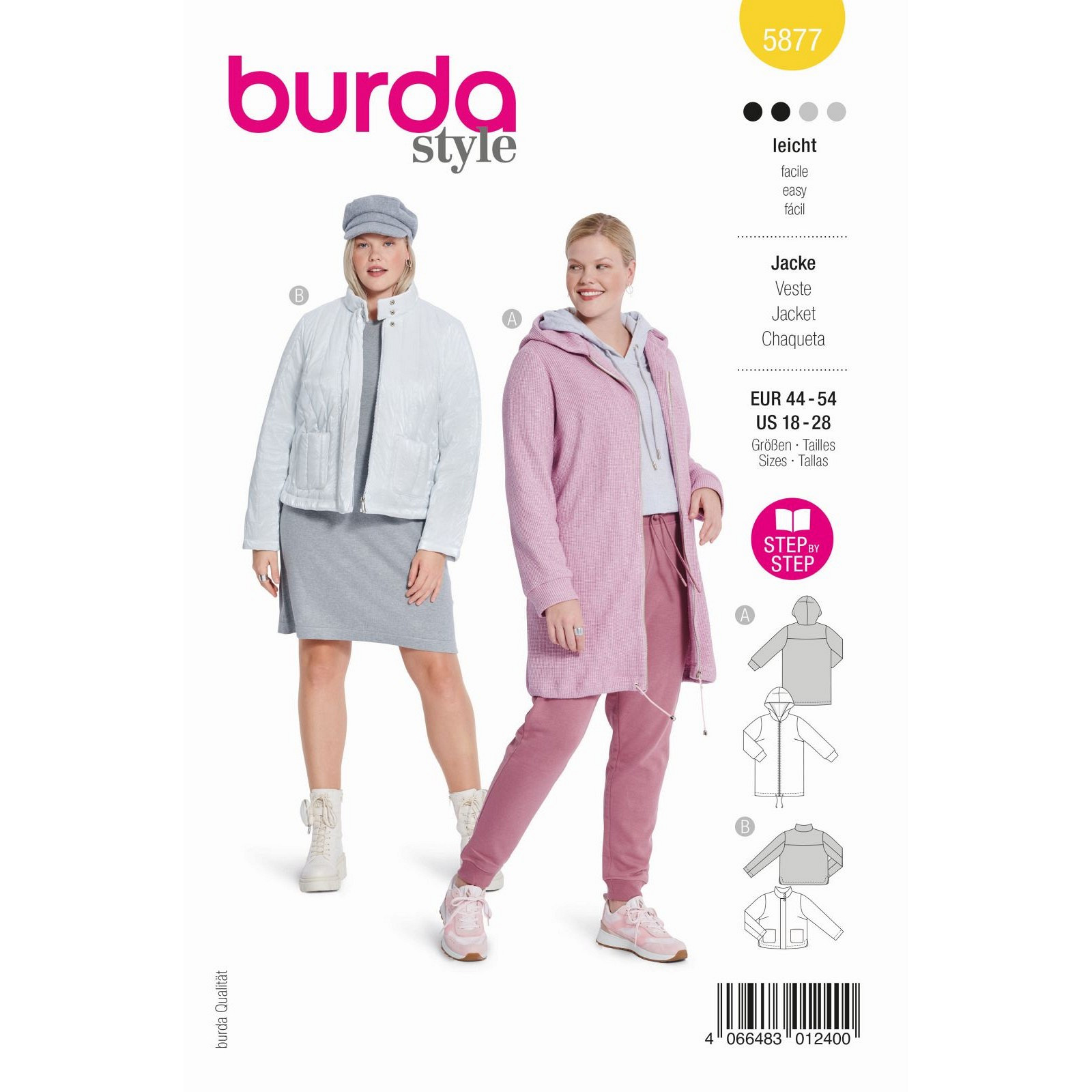 Burda naaipatroon 5877 geel - Jas - maat 44-54 - STUK