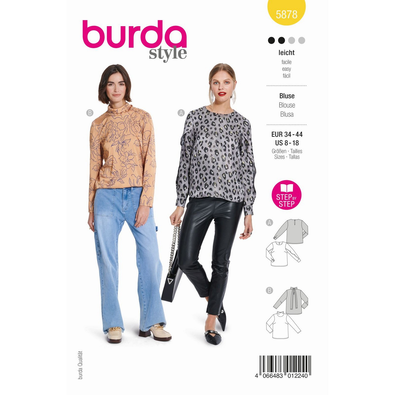 Burda naaipatroon 5878 geel - Blouse - maat 34-44 - STUK