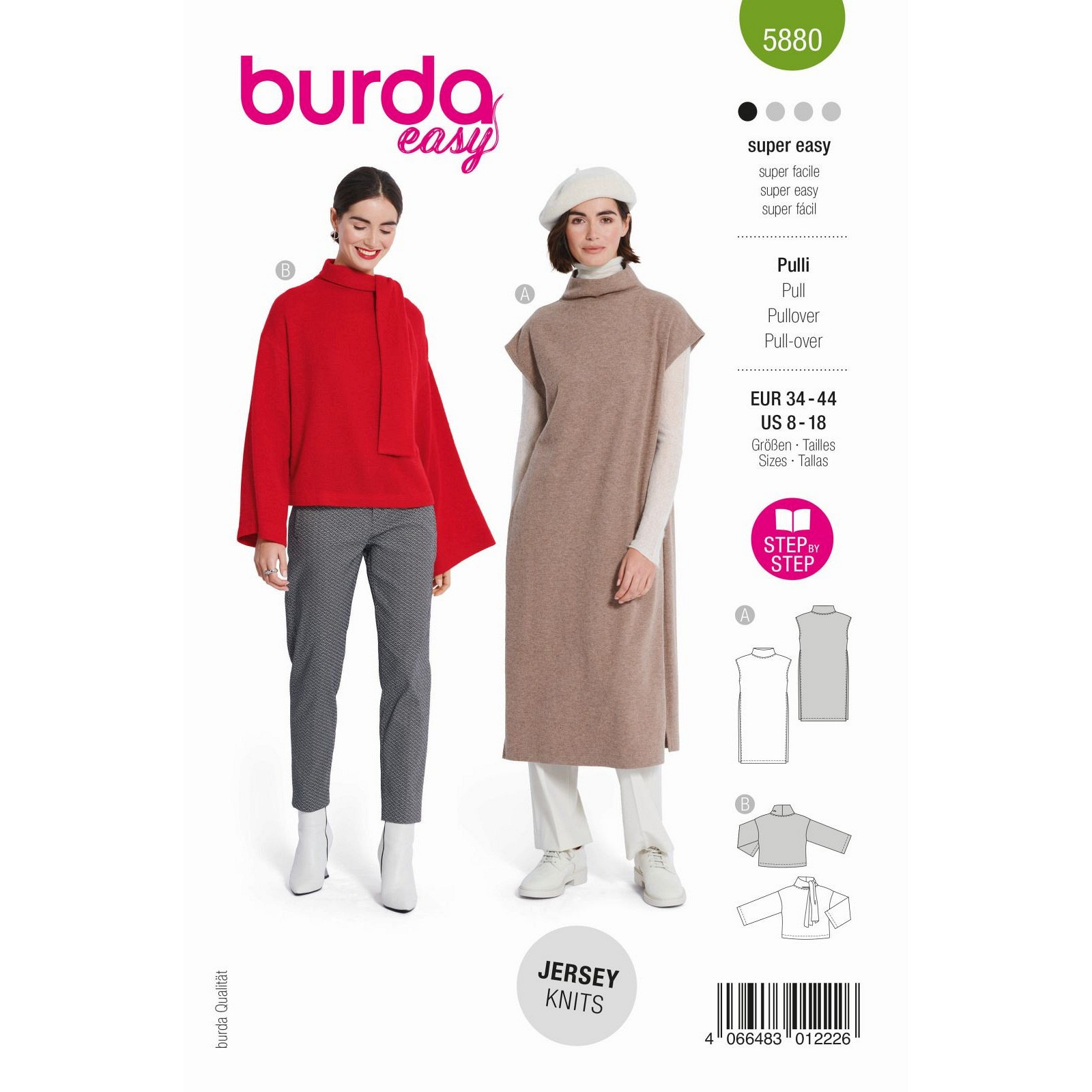 Burda naaipatroon 5880 groen - Top maat 34-44 - STUK