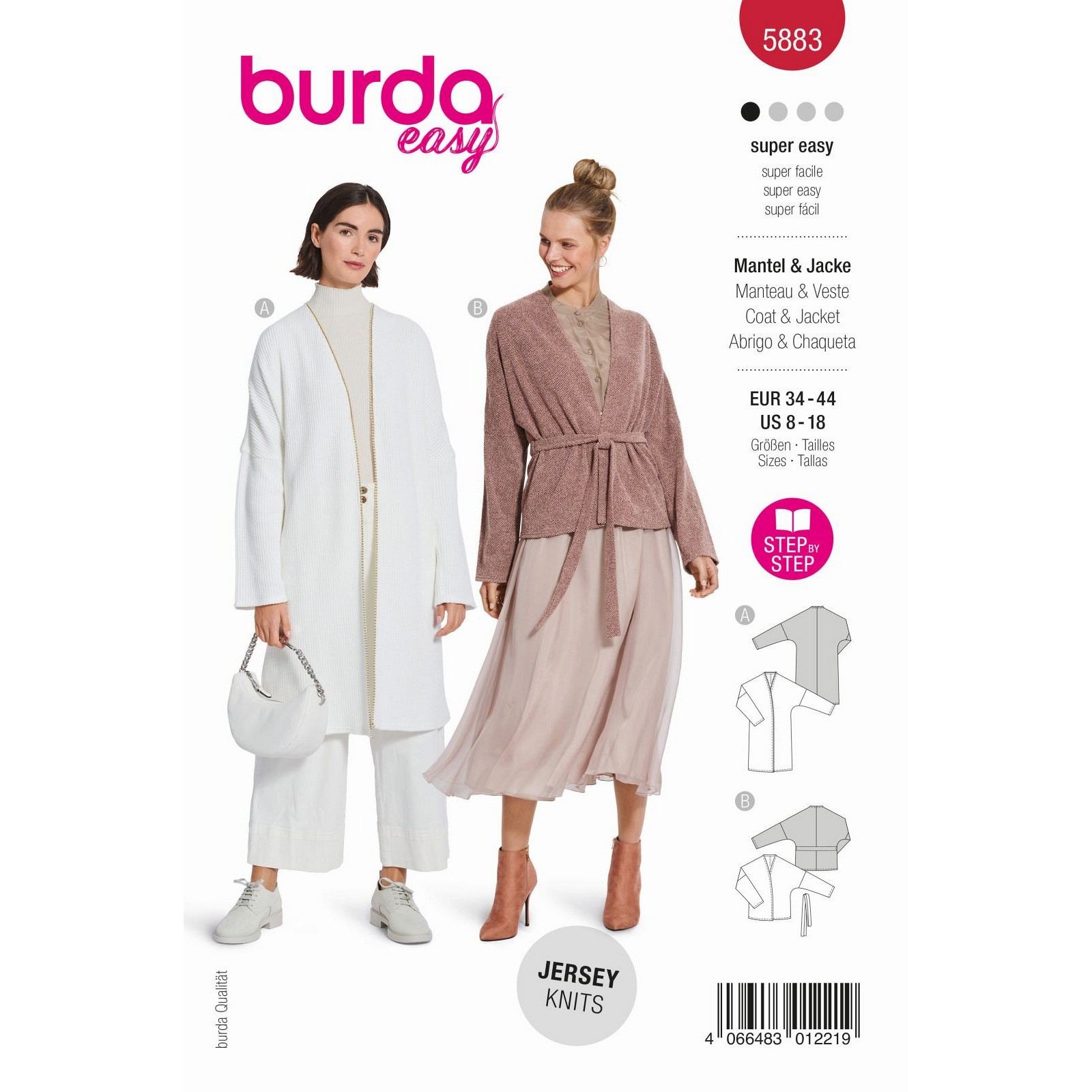 Burda naaipatroon 5883 rood - Jas & Mantel - maat 34-44
 - STUK