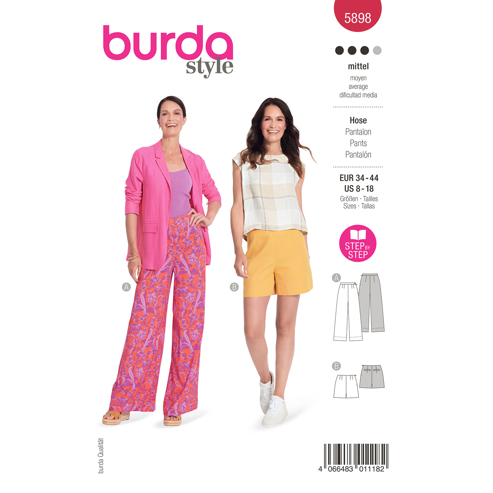 Burda naaipatroon 5898 rood - Broek maat 34-44 - STUK