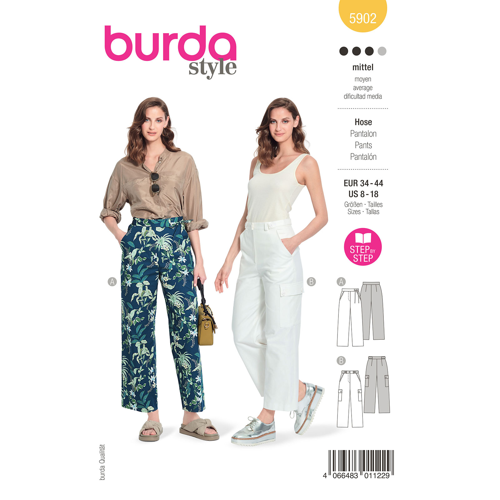 Burda naaipatroon 5902 geel -  Broek maat 34-44 - STUK