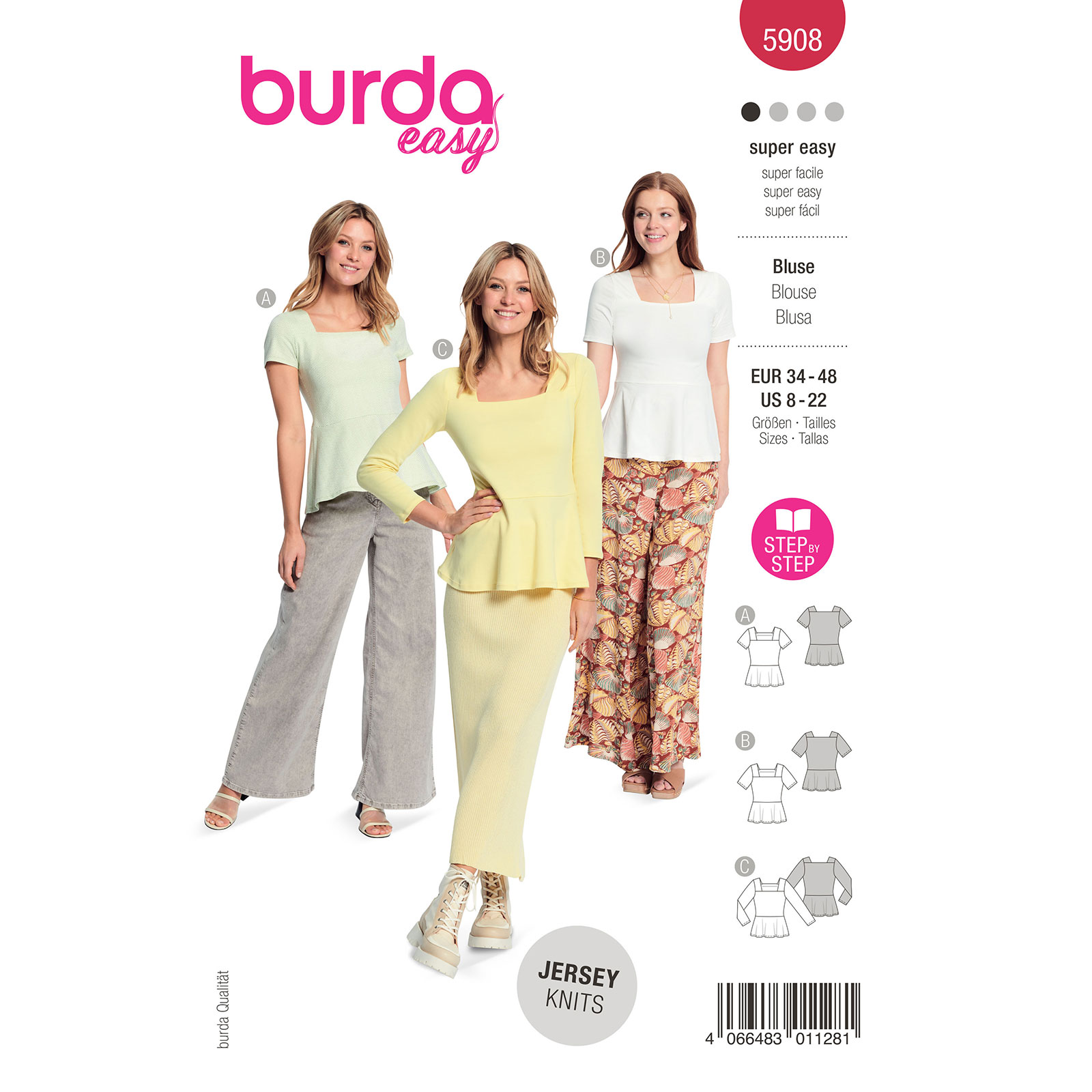 Burda naaipatroon 5908 rood - Top maat 34-48 - STUK