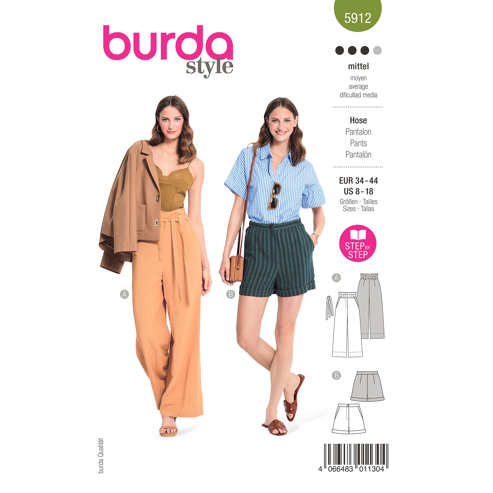 Burda naaipatroon 5912 groen - Broek maat 34-44 - STUK