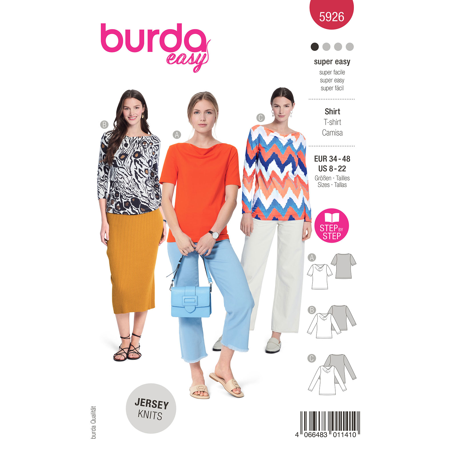 Burda naaipatroon 5926 rood - Top maat 34-48 - STUK