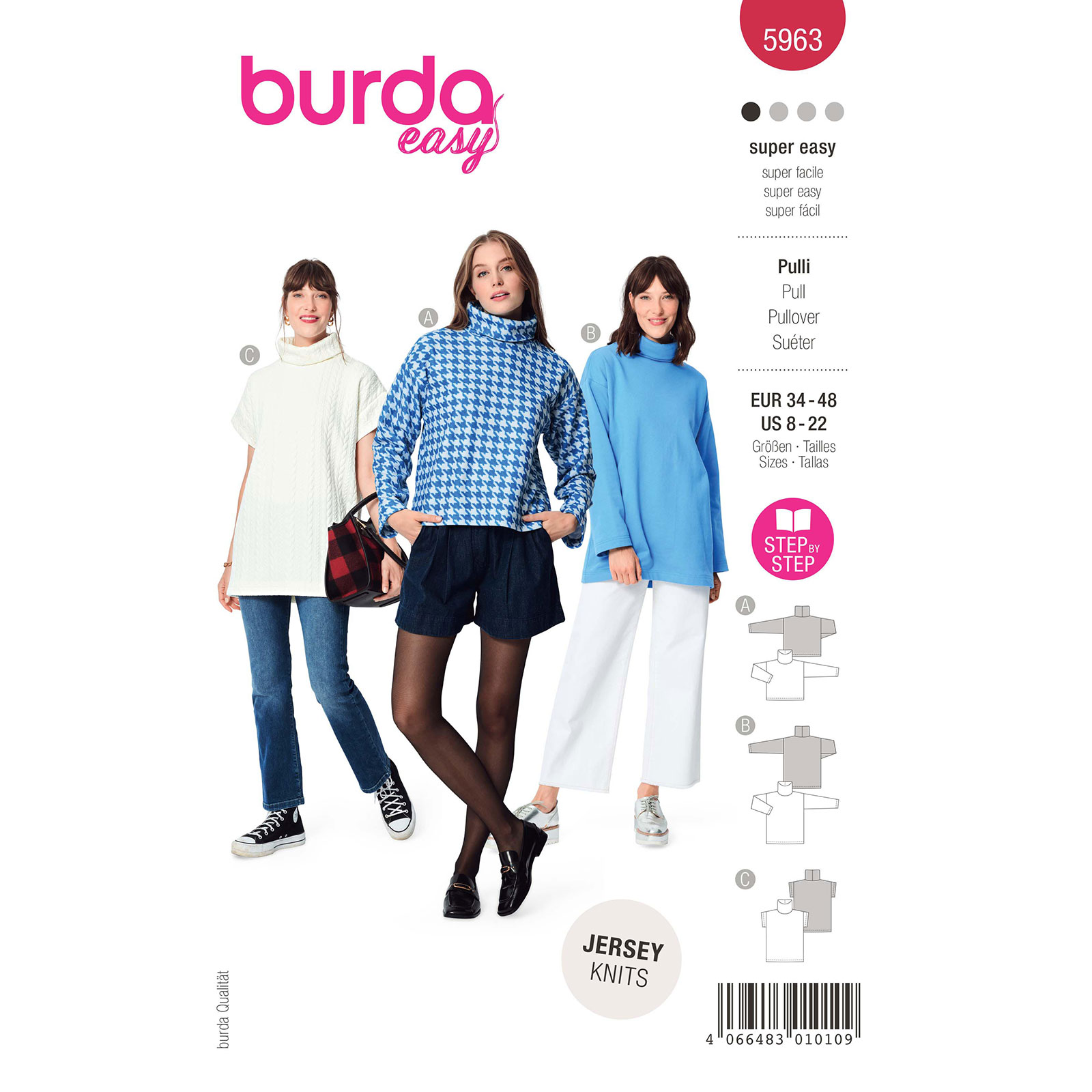 Burda naaipatroon 5963 rood - Topjes maat 34-48 - STUK