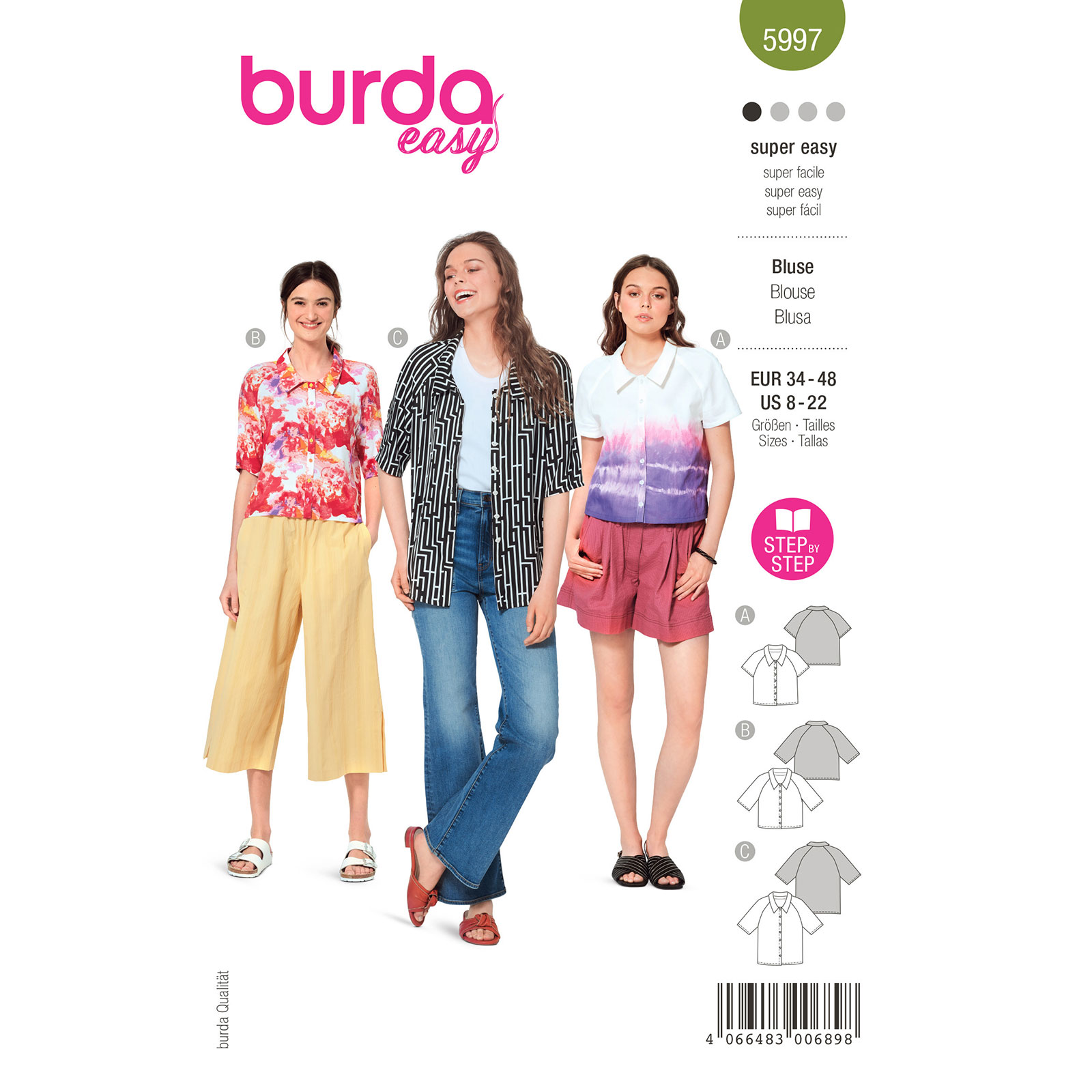 Burda naaipatroon 5997 groen - Blouse maat 34-48 - STUK