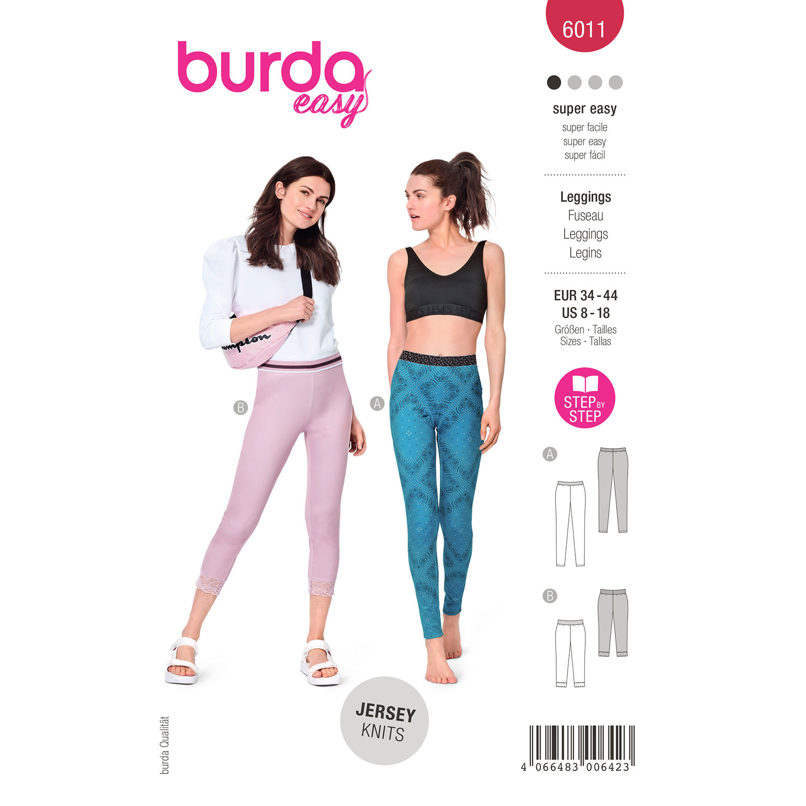 Burda naaipatroon 6011 rood - Leggings maat 34-44 - STUK