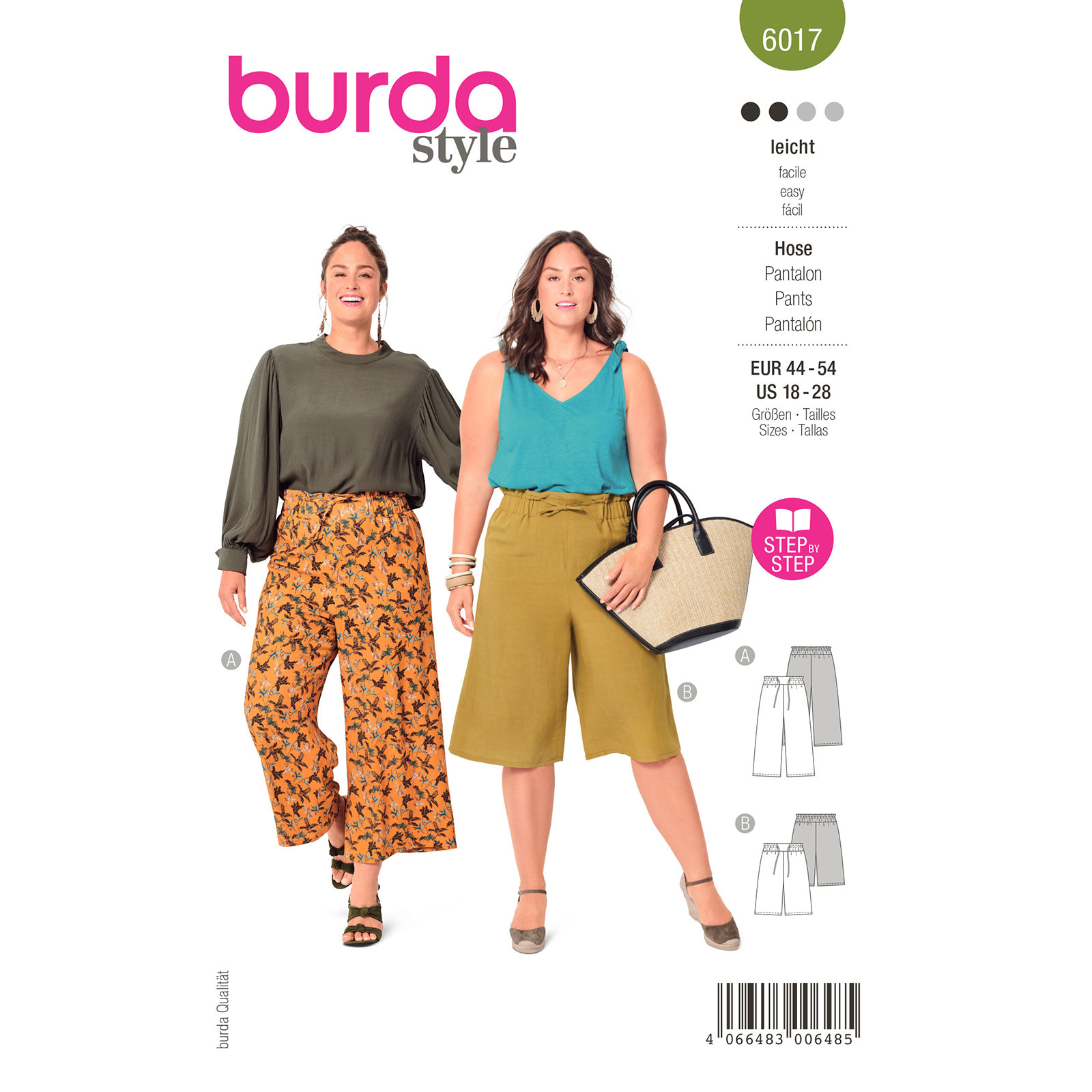 Burda naaipatroon 6017 groen - Broek maat 44-54 - STUK
