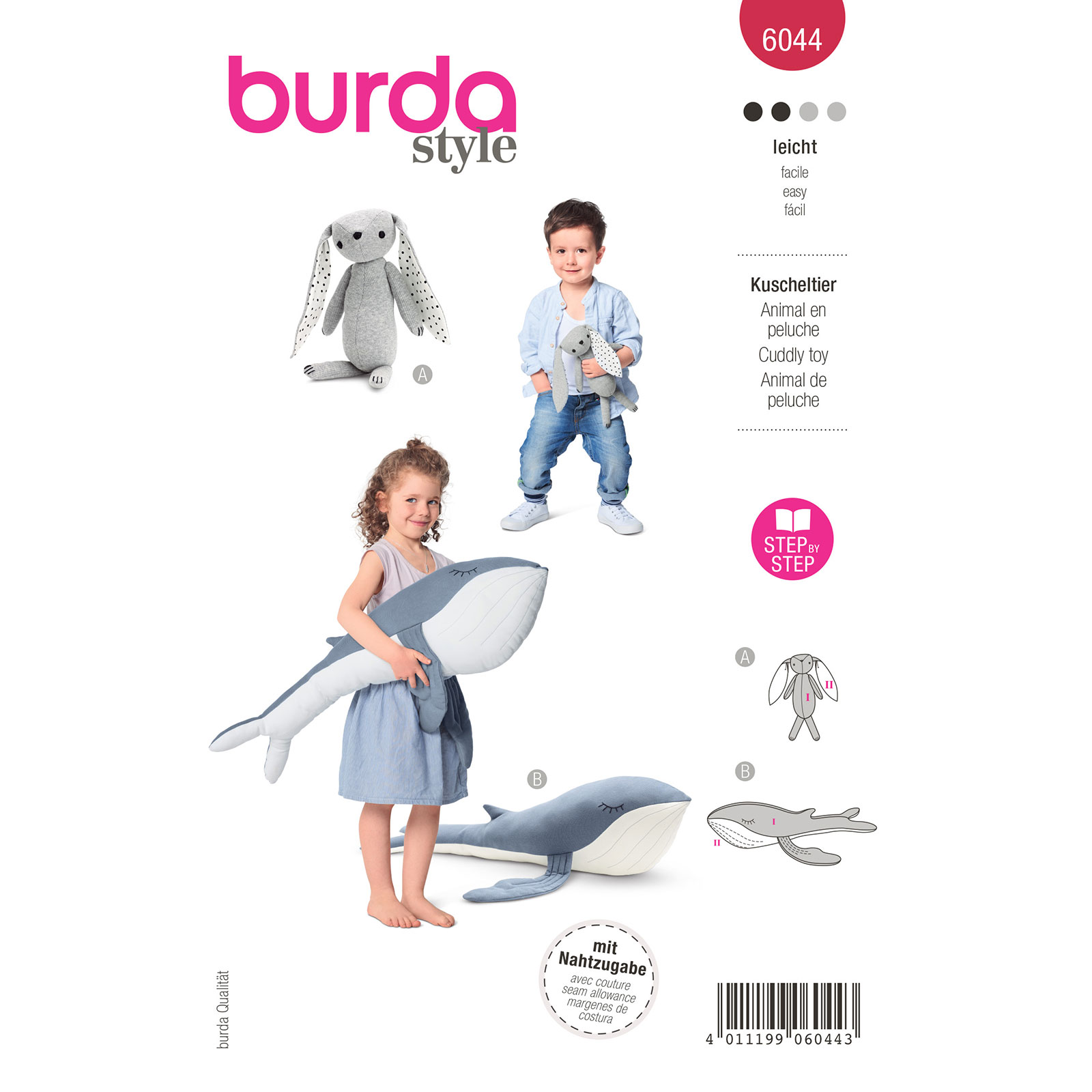 Burda patroon 6044 knuffel. Maat 114 - 140cm - STUK