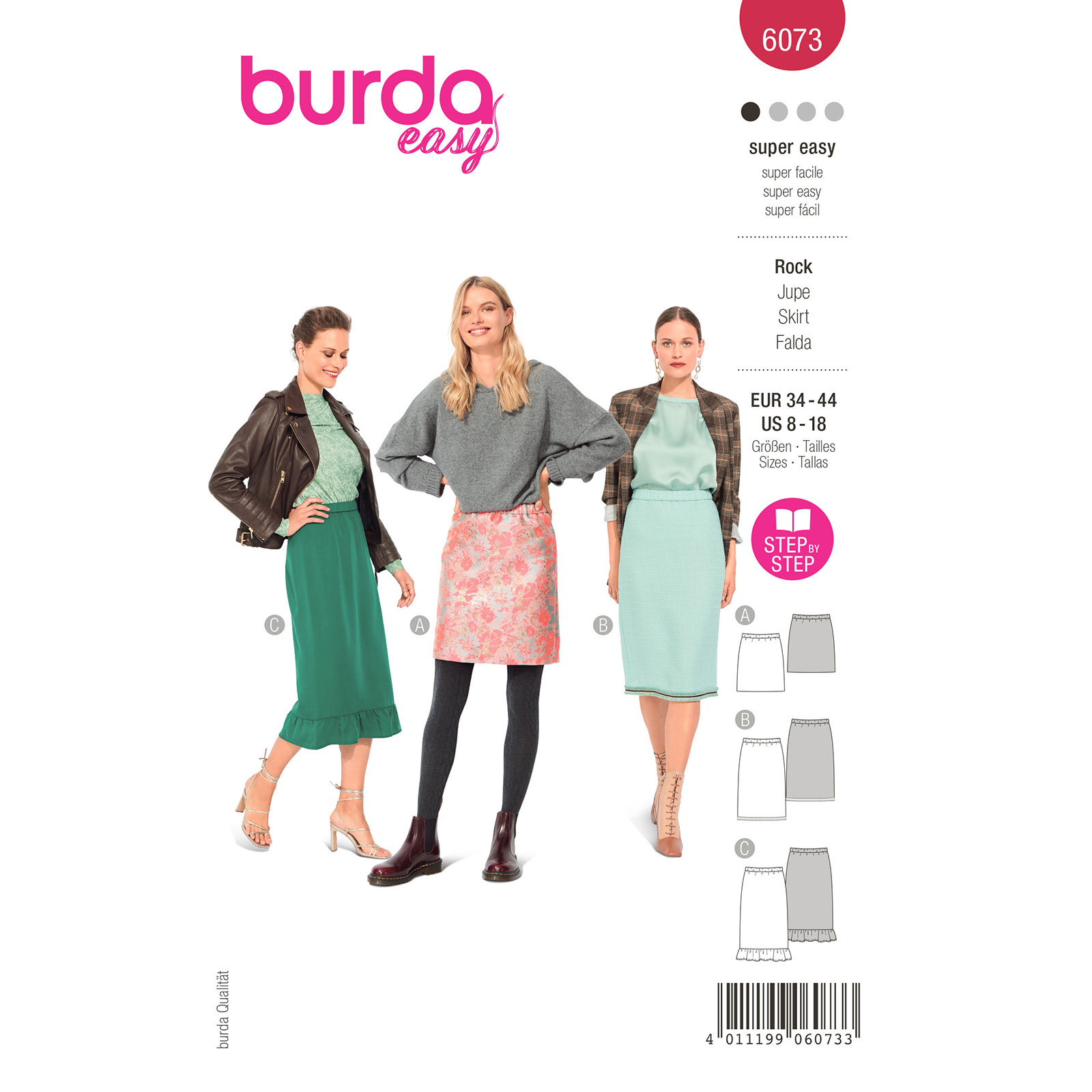 Burda patroon 6073 Rok. Maat 34-44 - STUK