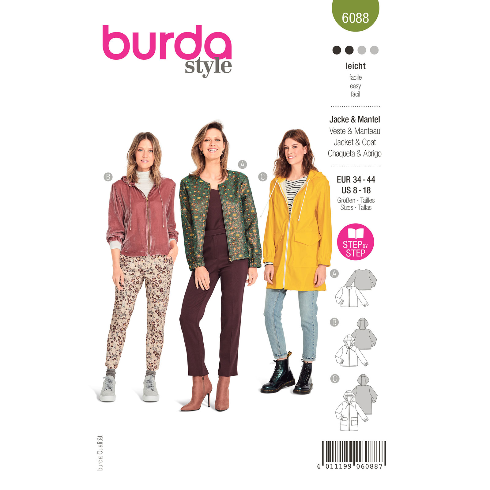 Burda patroon 6088 Jas. Maat 34-44 - STUK