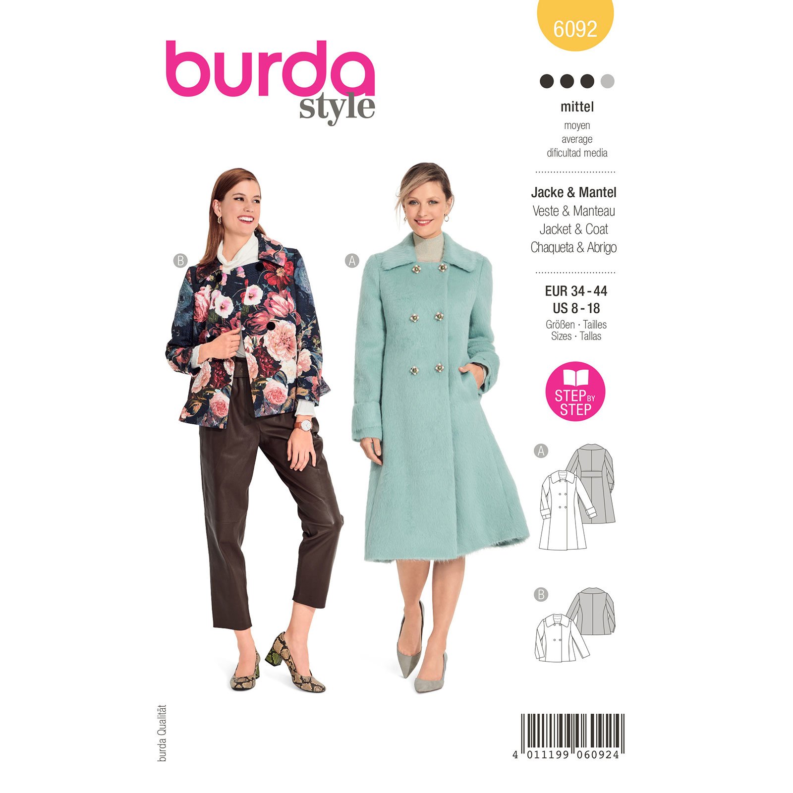 Burda patroon 6092 Jas. Maat 34-44 - STUK