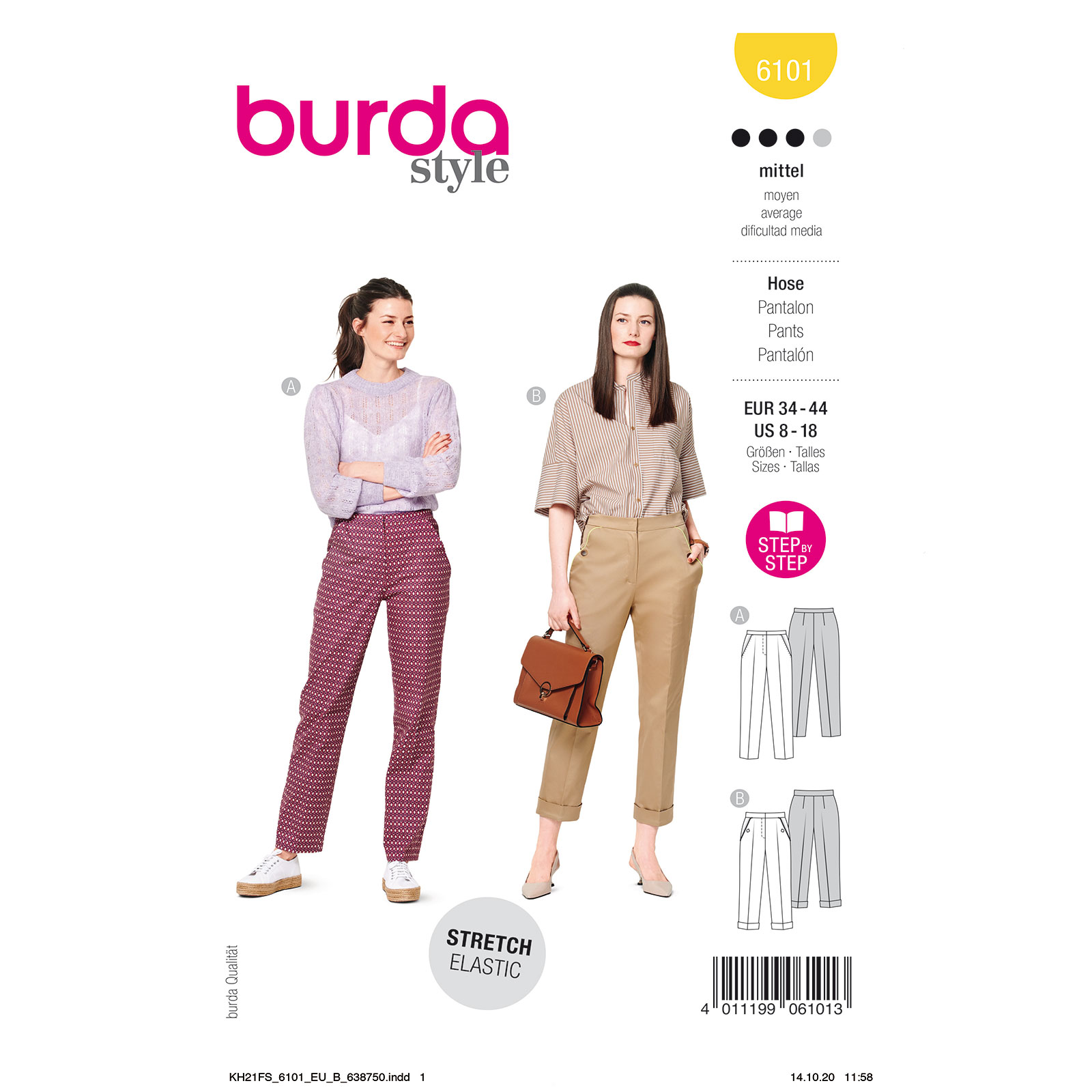 Burda patroon 6101 broek. Maat: 34-44 - STUK