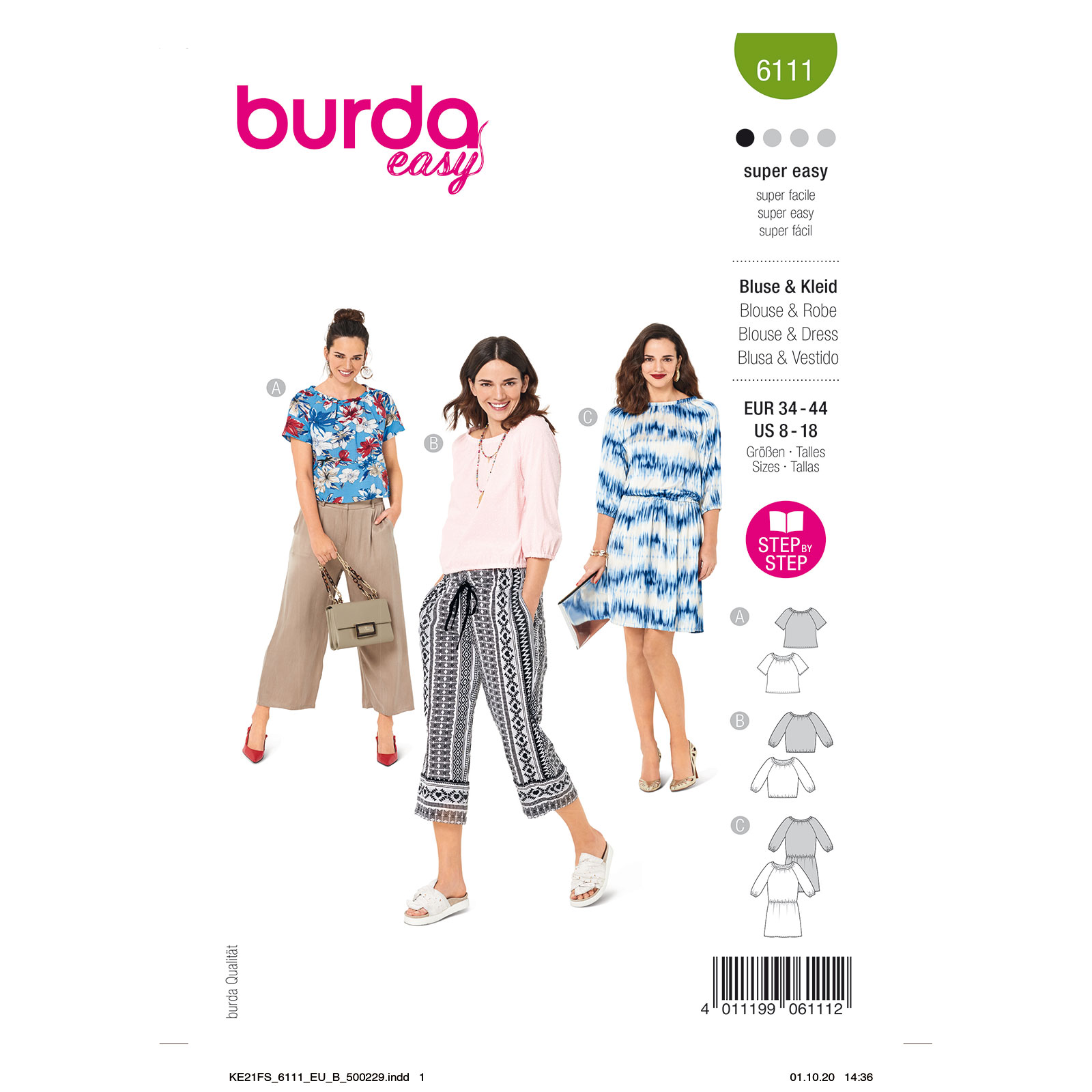 Burda patroon 6111 blouse. Maat: 34-44 - STUK