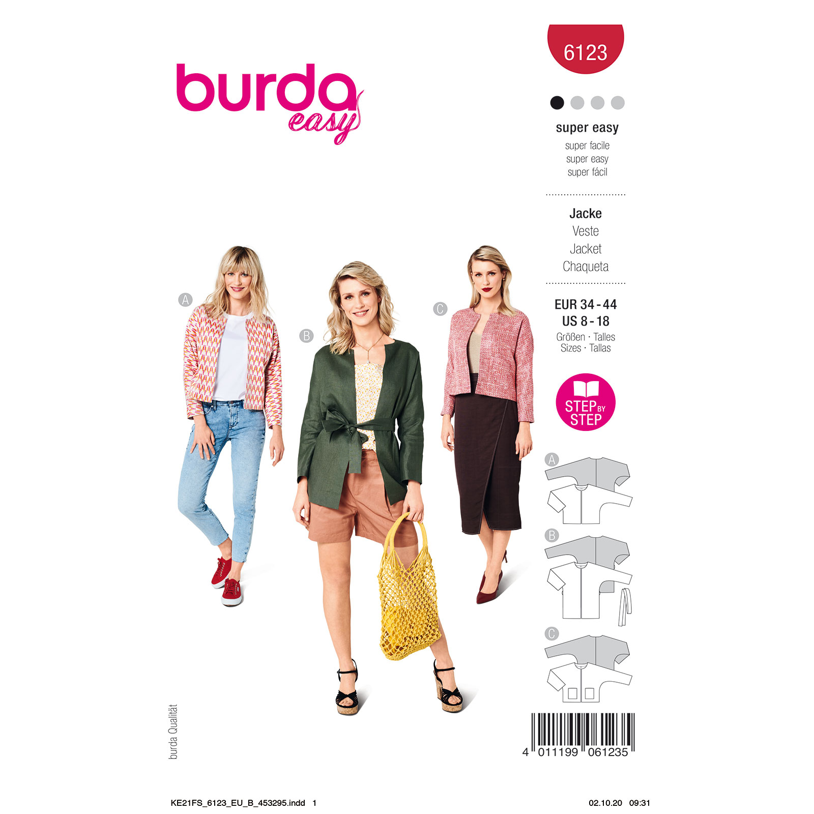 Burda patroon 6123 jack. Maat: 34-44 - STUK