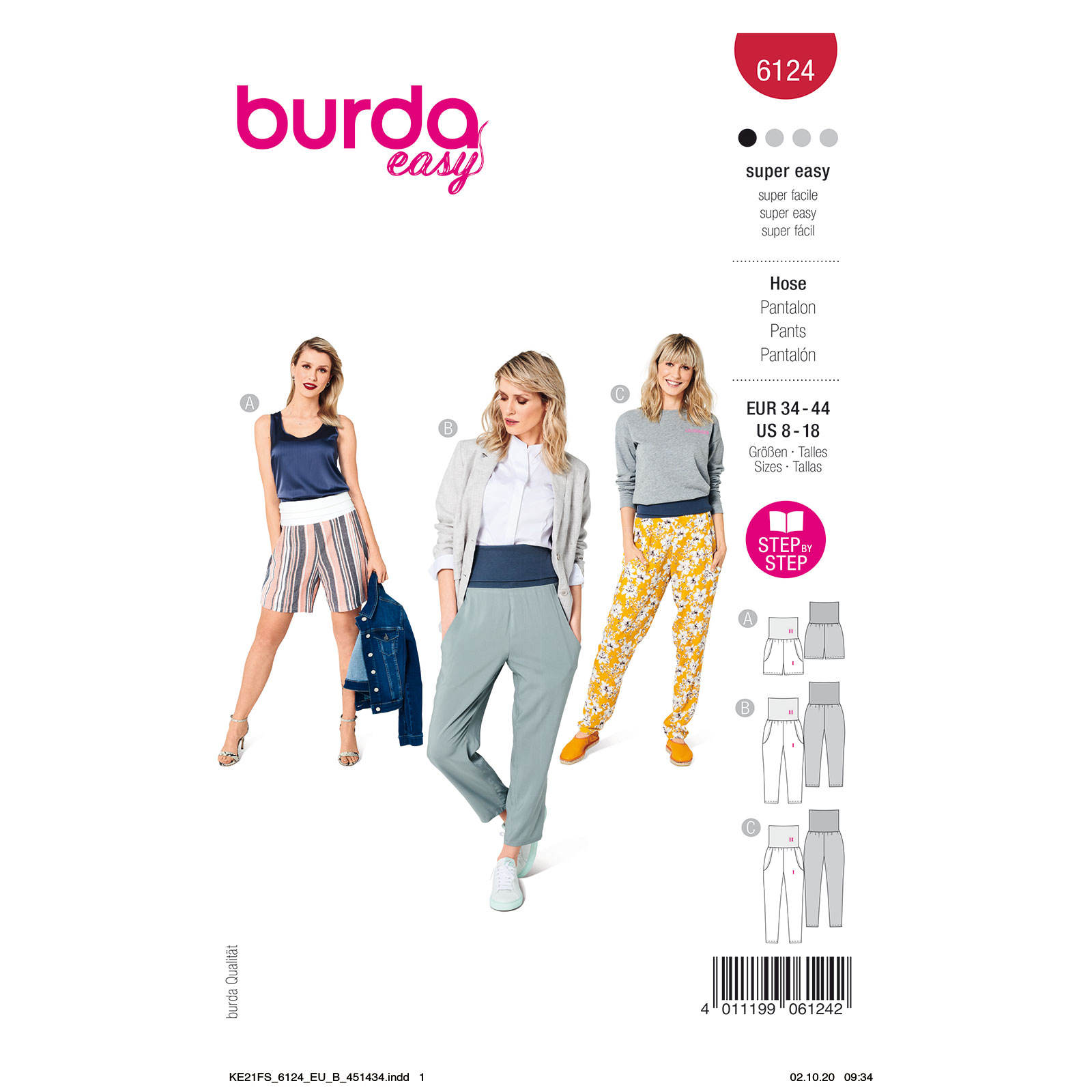 Burda patroon 6124 broek. Maat: 34-44 - STUK