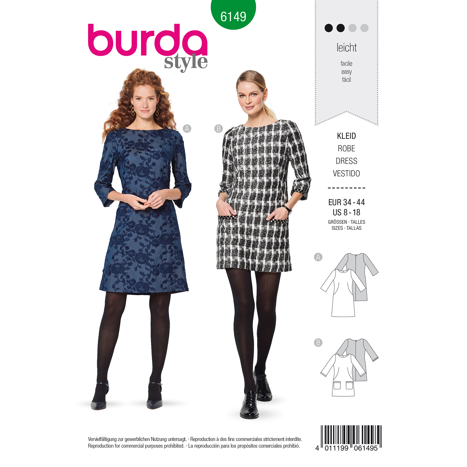 Burda patroon 6149 jurk. Maat: 36-44 - STUK