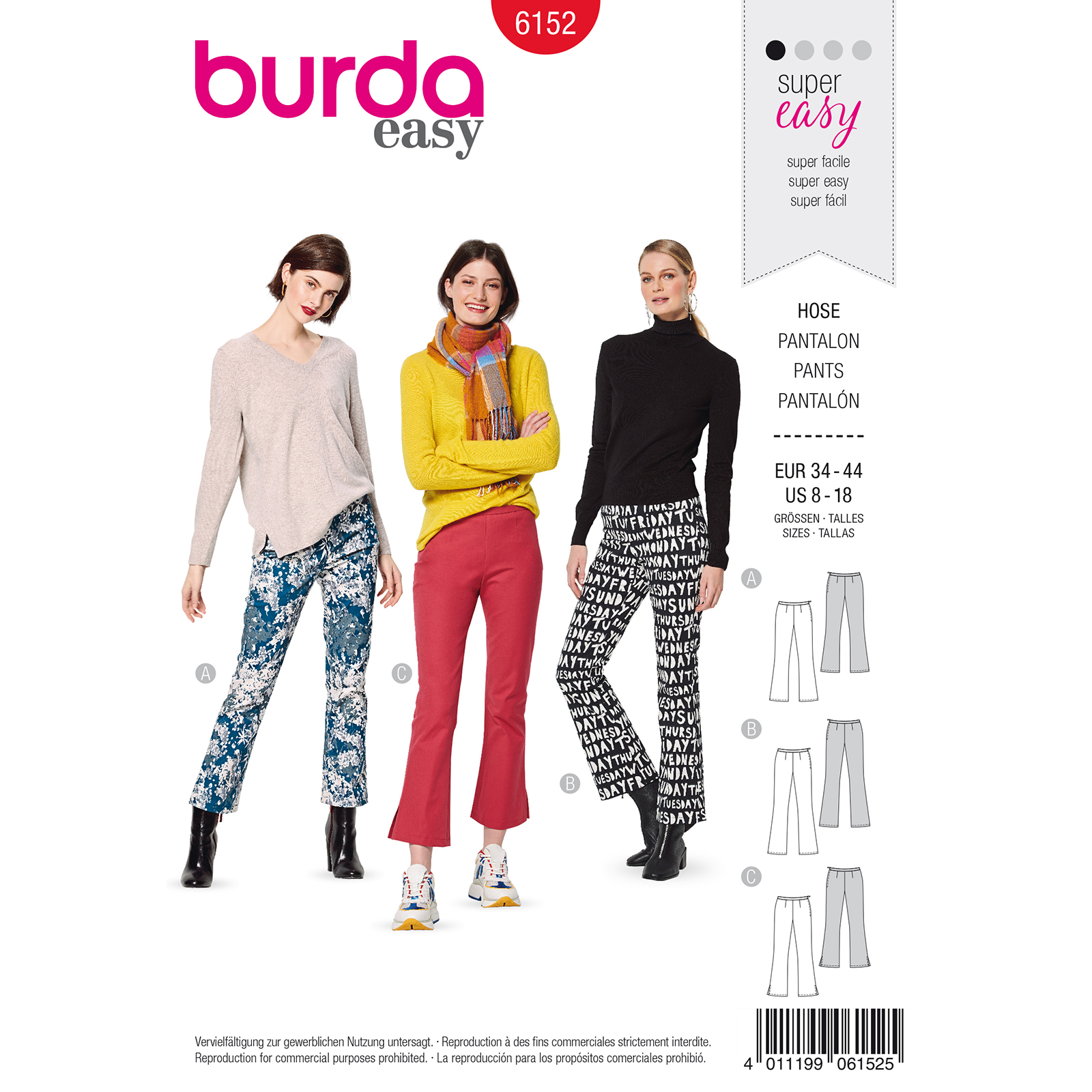Burda patroon 6152 broek. Maat: 34-44 - STUK
