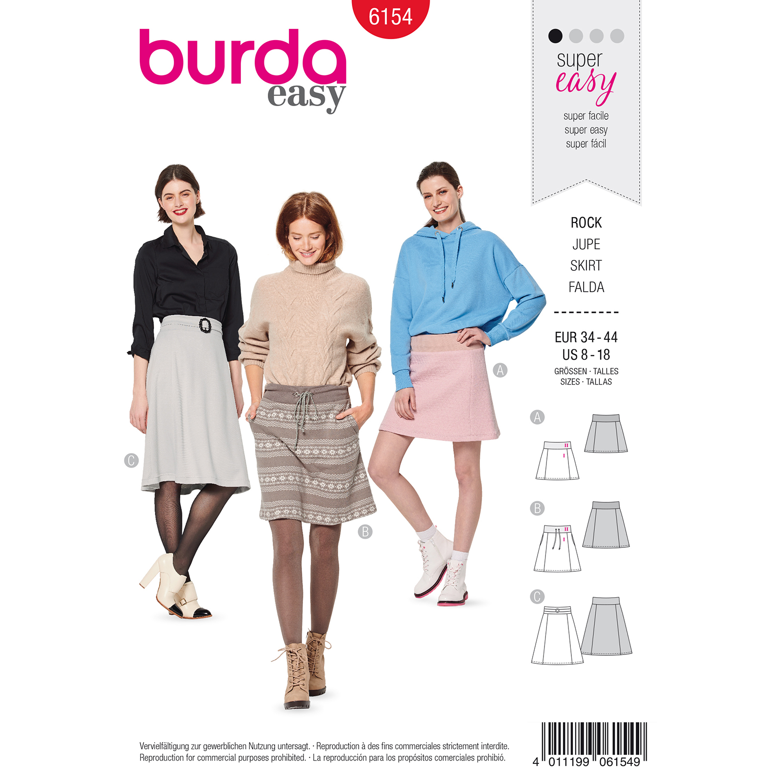 Burda patroon 6154 rok. Maat: 34-44 - STUK