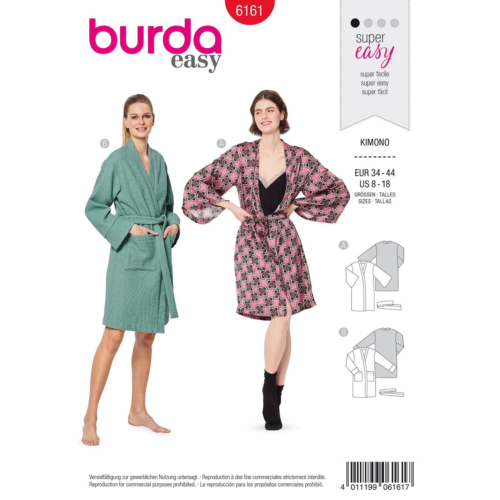 Burda patroon 6161 kimono. Maat: 34-44 - STUK