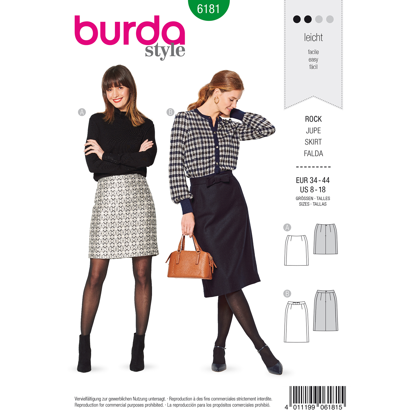Burda patroon 6181 rok. Maat: 34-44 - STUK