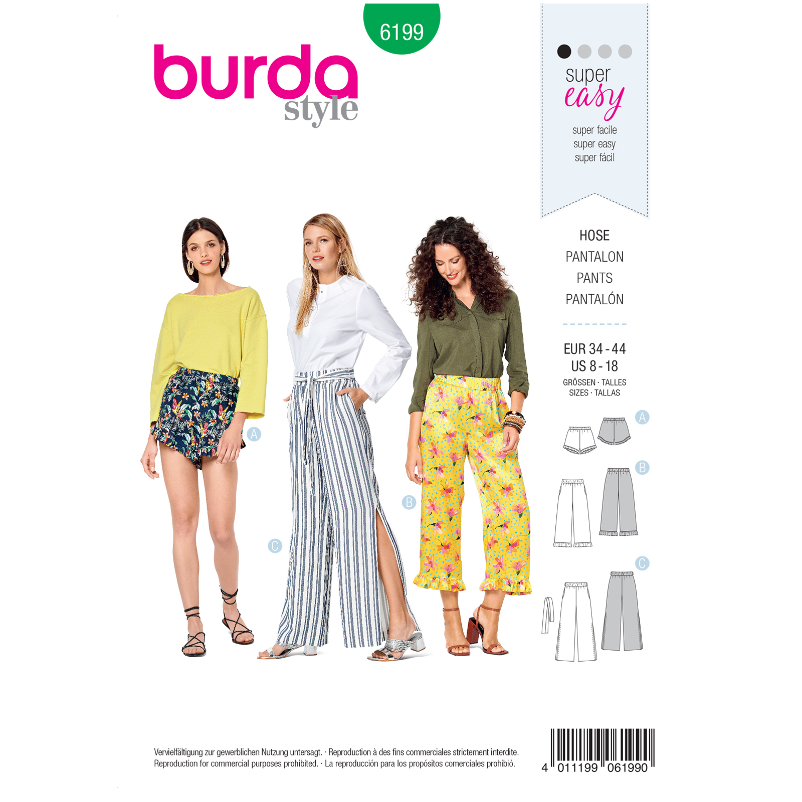 Burda patroon 6199 broek. Maat: 34-44 - STUK