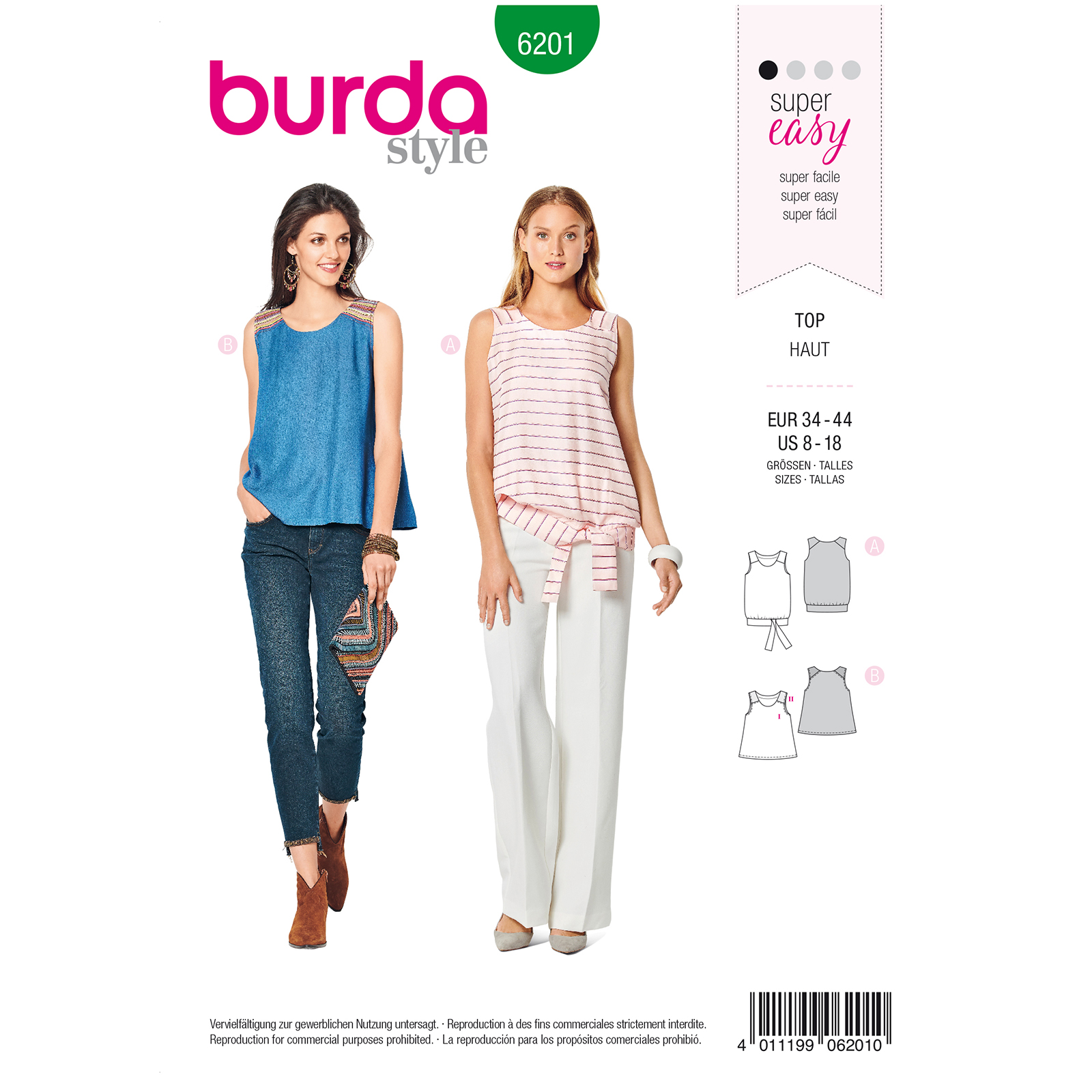 Burda patroon 6201 shirt. Maat: 34-44 - STUK