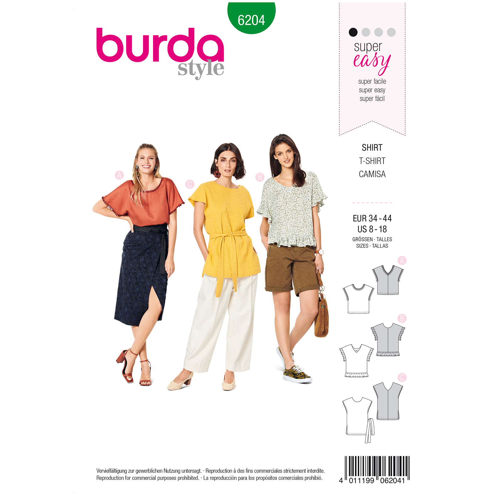 Burda patroon 6204 topje. Maat: 34-44 - STUK