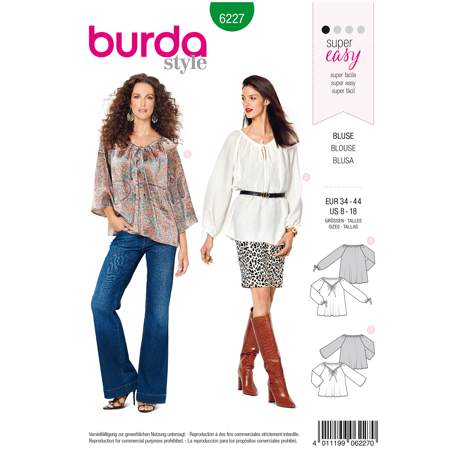 Burda patroon 6227 tuniek. Maat: 34-44 - STUK