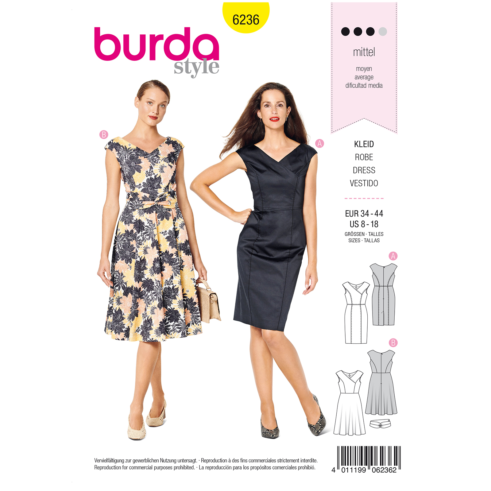 Burda patroon 6236 jurk. Maat: 34-44 - STUK