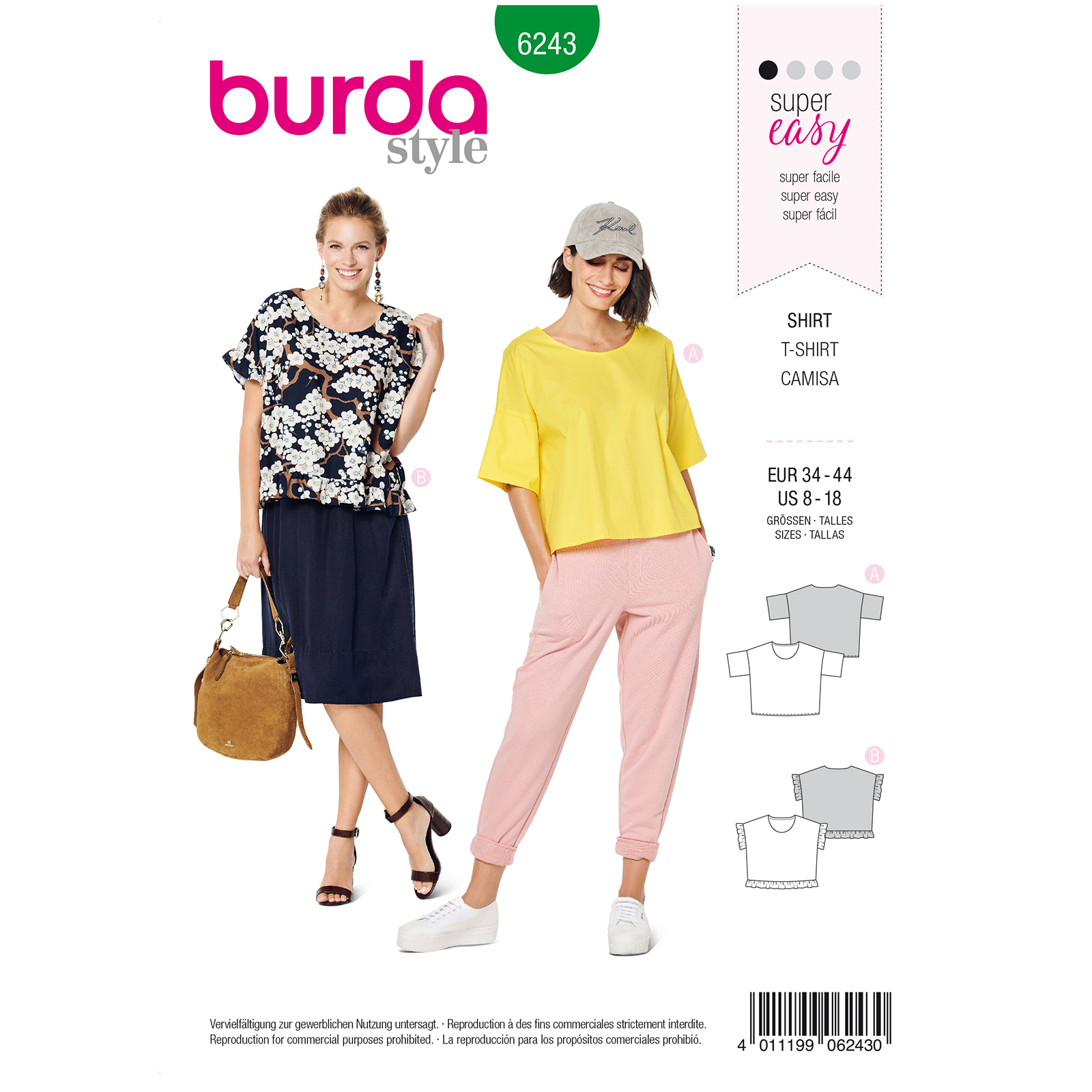 Burda patroon 6243 shirt. Maat: 34-44 - STUK