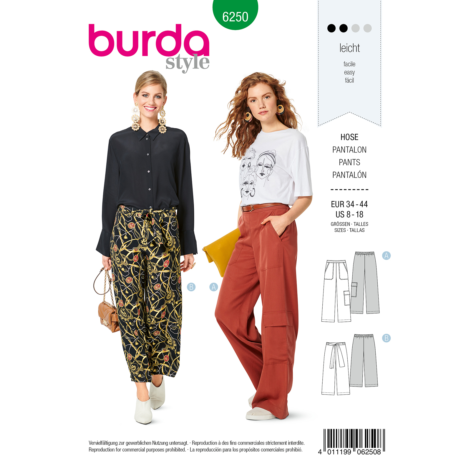 Burda patroon 6250 broek. Maat: 34-44 - STUK