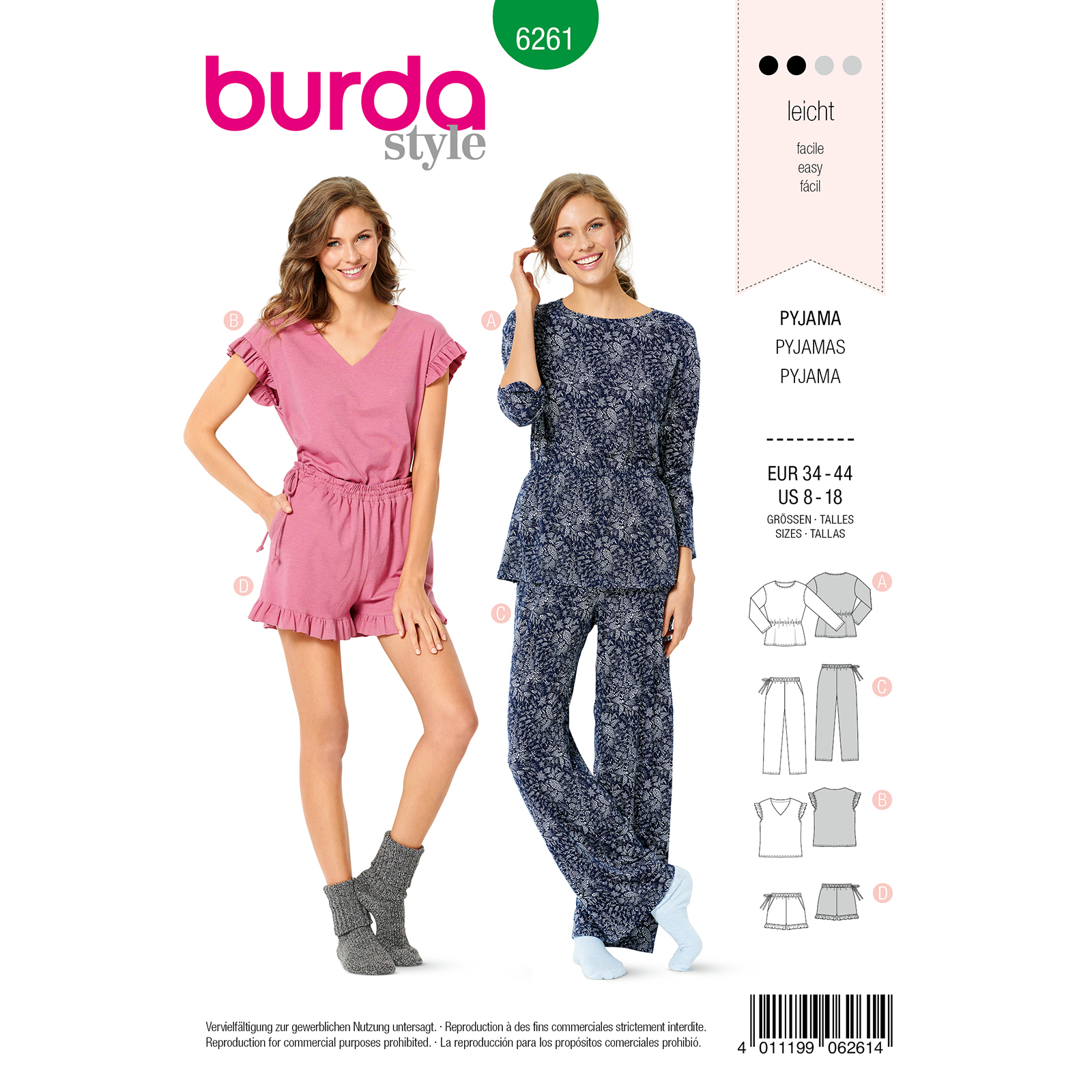 Burda patroon 6261 pyjama. Maat: 34-44 - STUK
