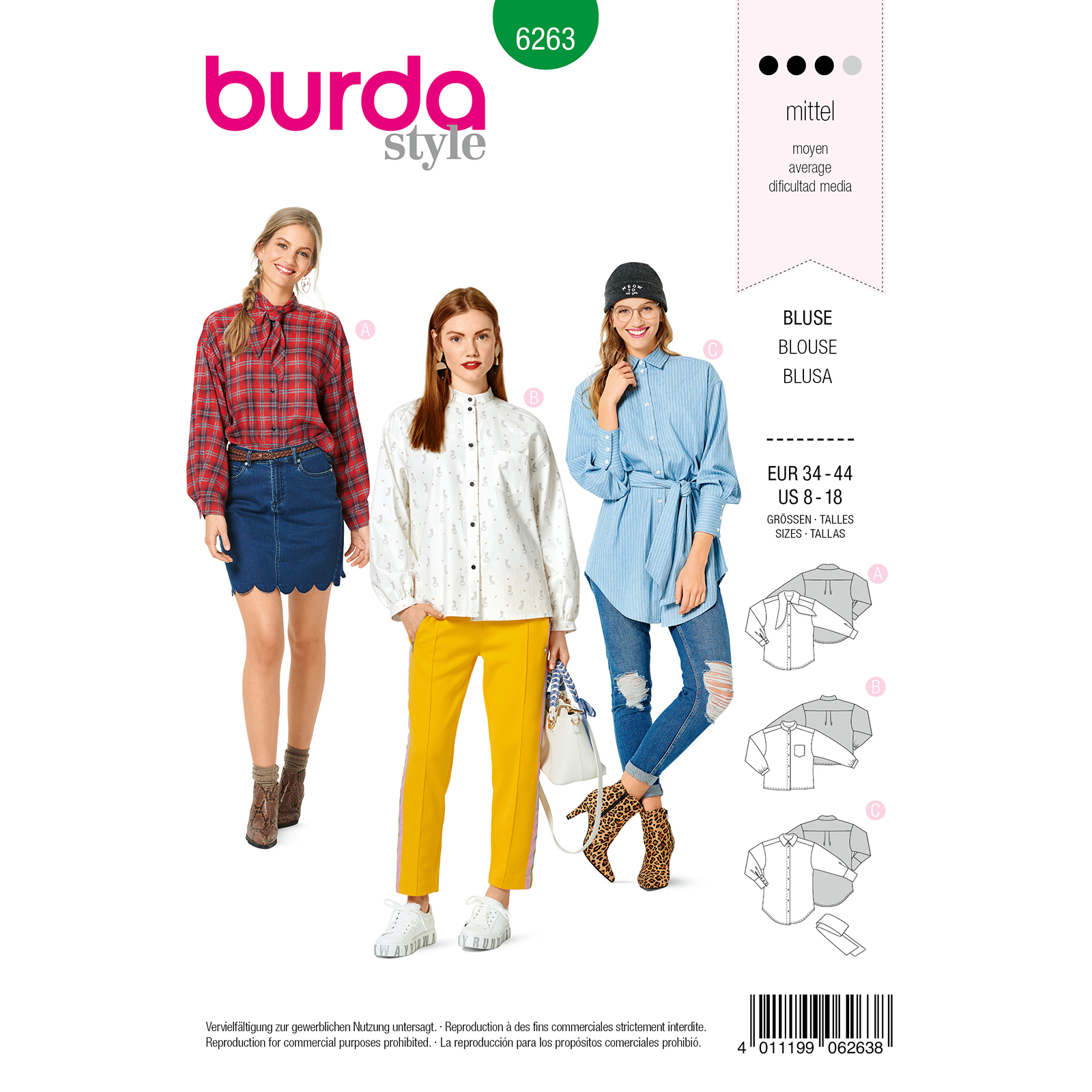 Burda patroon 6263 blouse. Maat: 34-44 - STUK