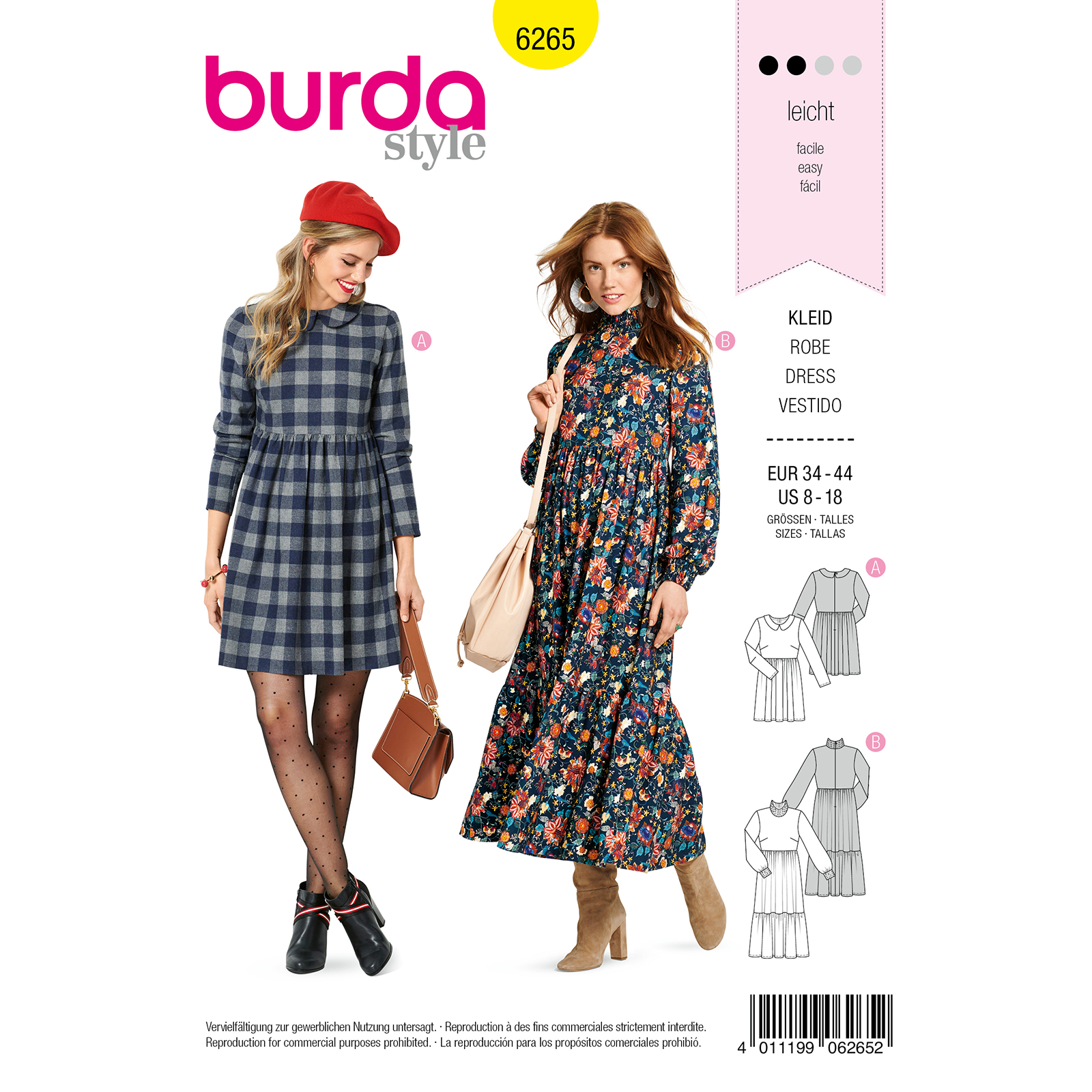 Burda patroon 6265 jurk. Maat: 34-44 - STUK