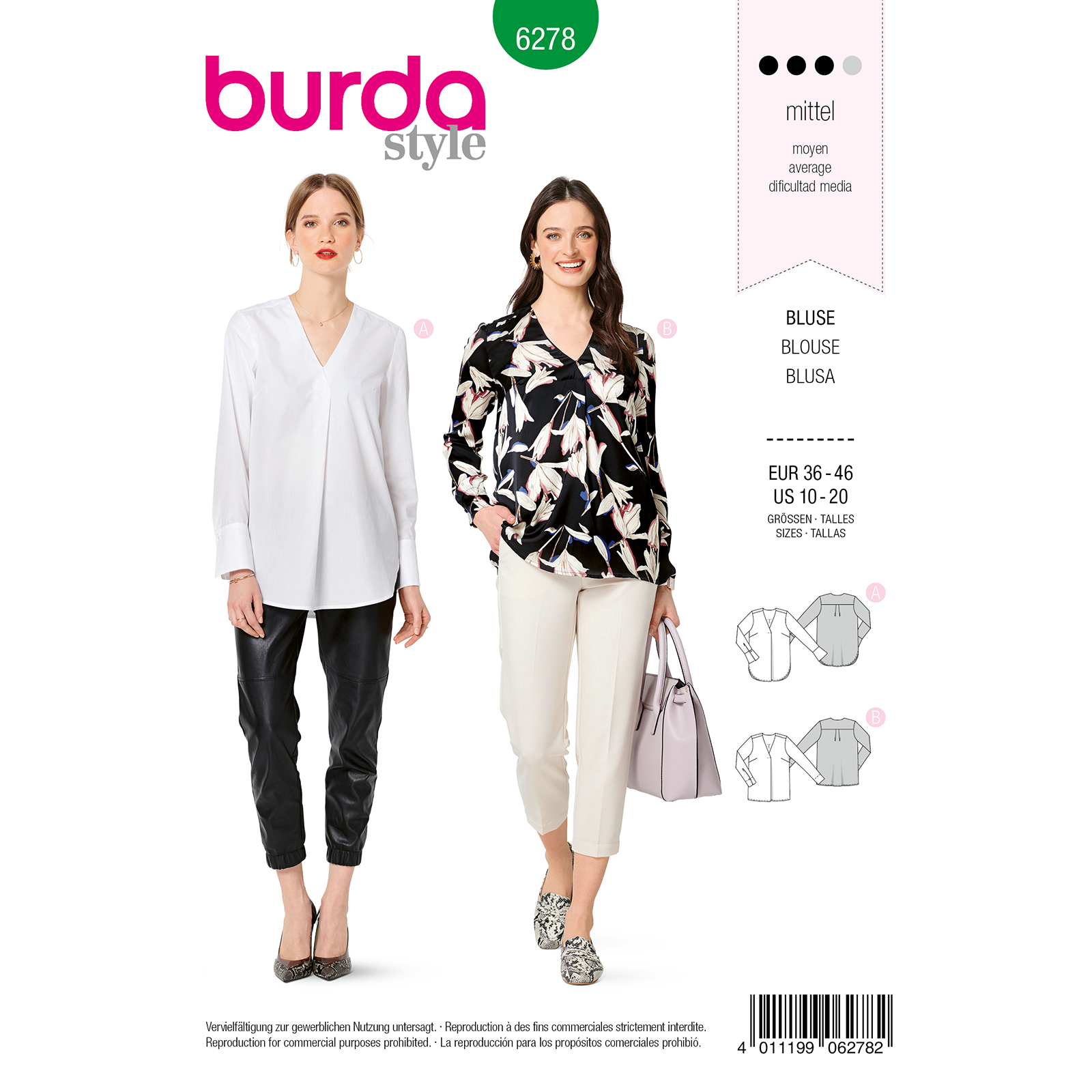 Burda patroon 6278 blouse. Maat: 36-46 - STUK