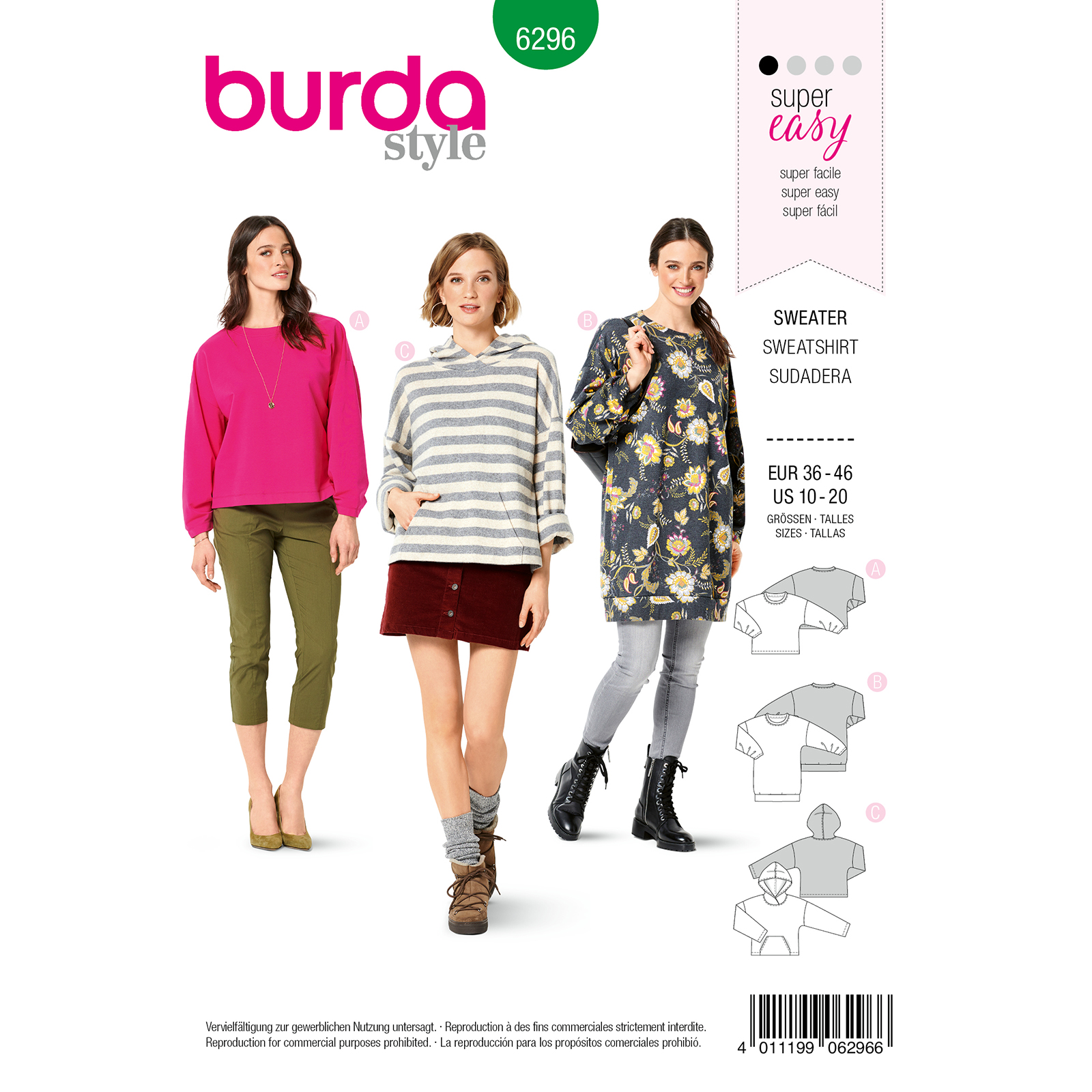 Burda patroon 6296 trui. Maat: 36-46 - STUK