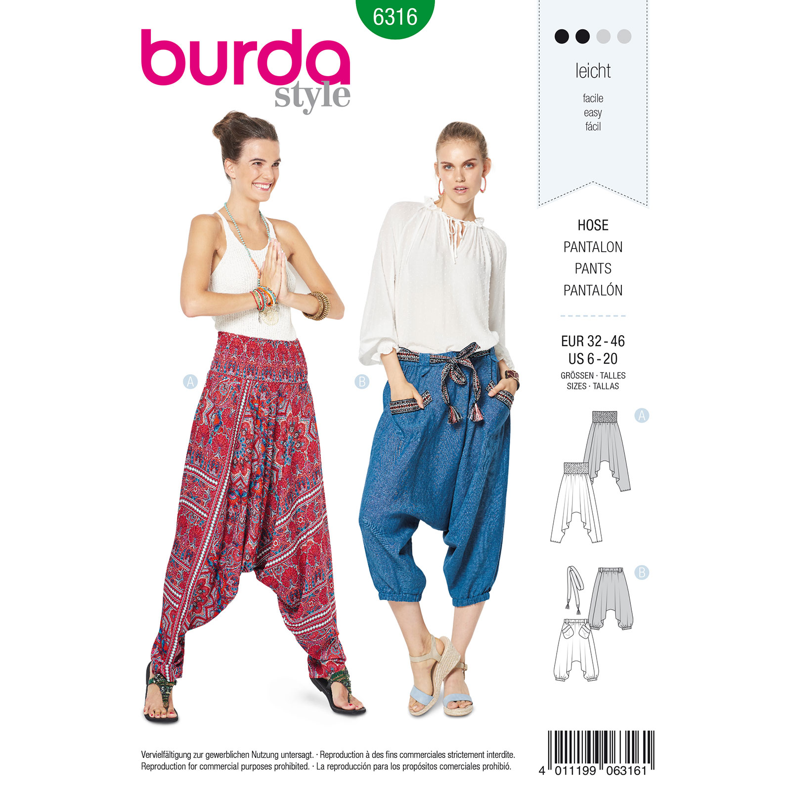 Burda patroon 6316 broek. Maat: 32-46 - STUK