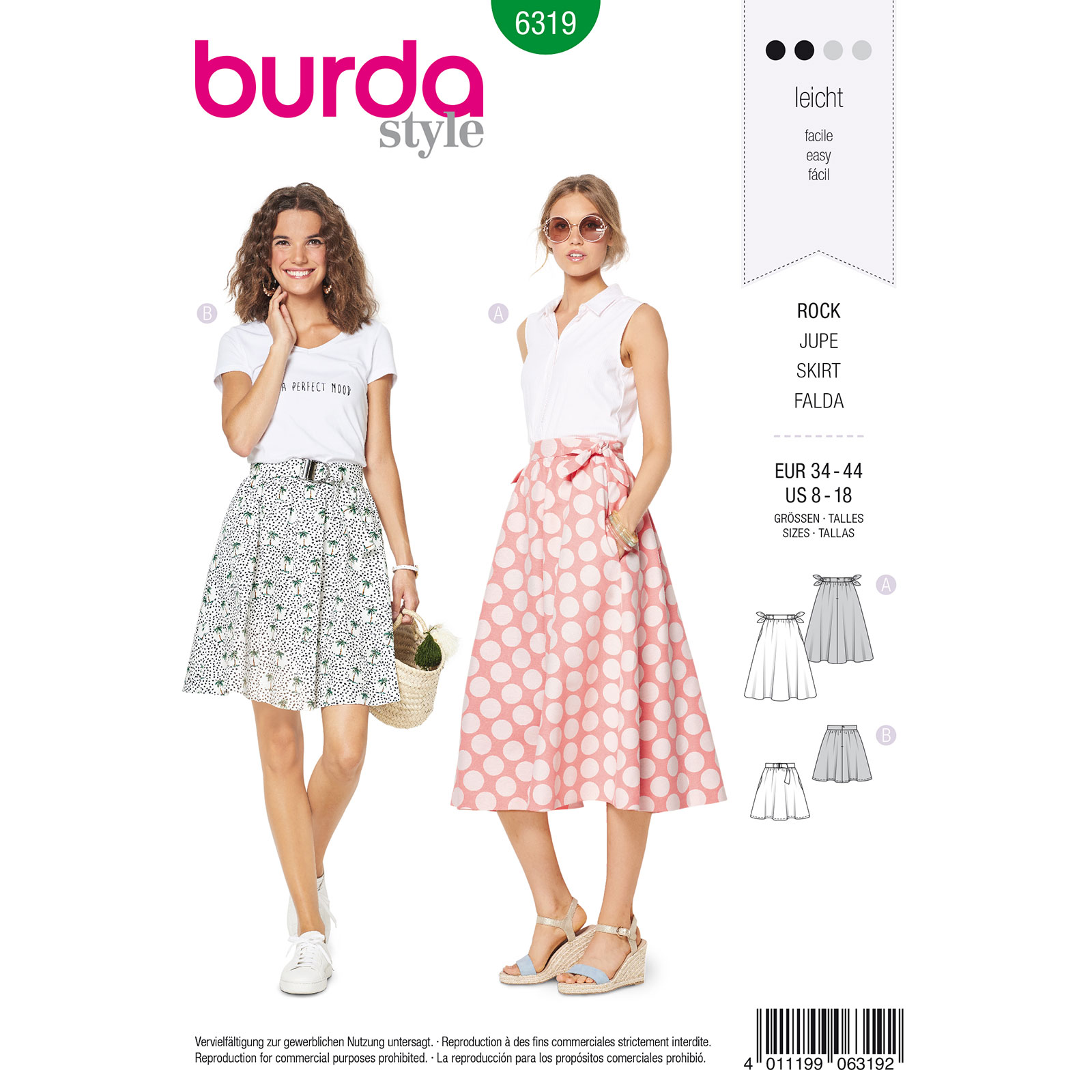 Burda patroon 6319 rok. Maat: 32-44 - STUK
