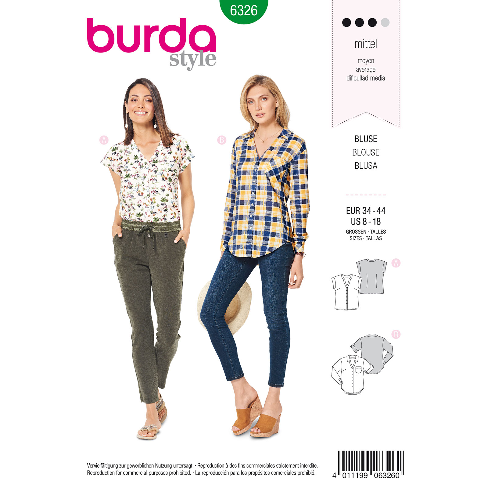 Burda patroon 6326 blouse. Maat: 34-44 - STUK