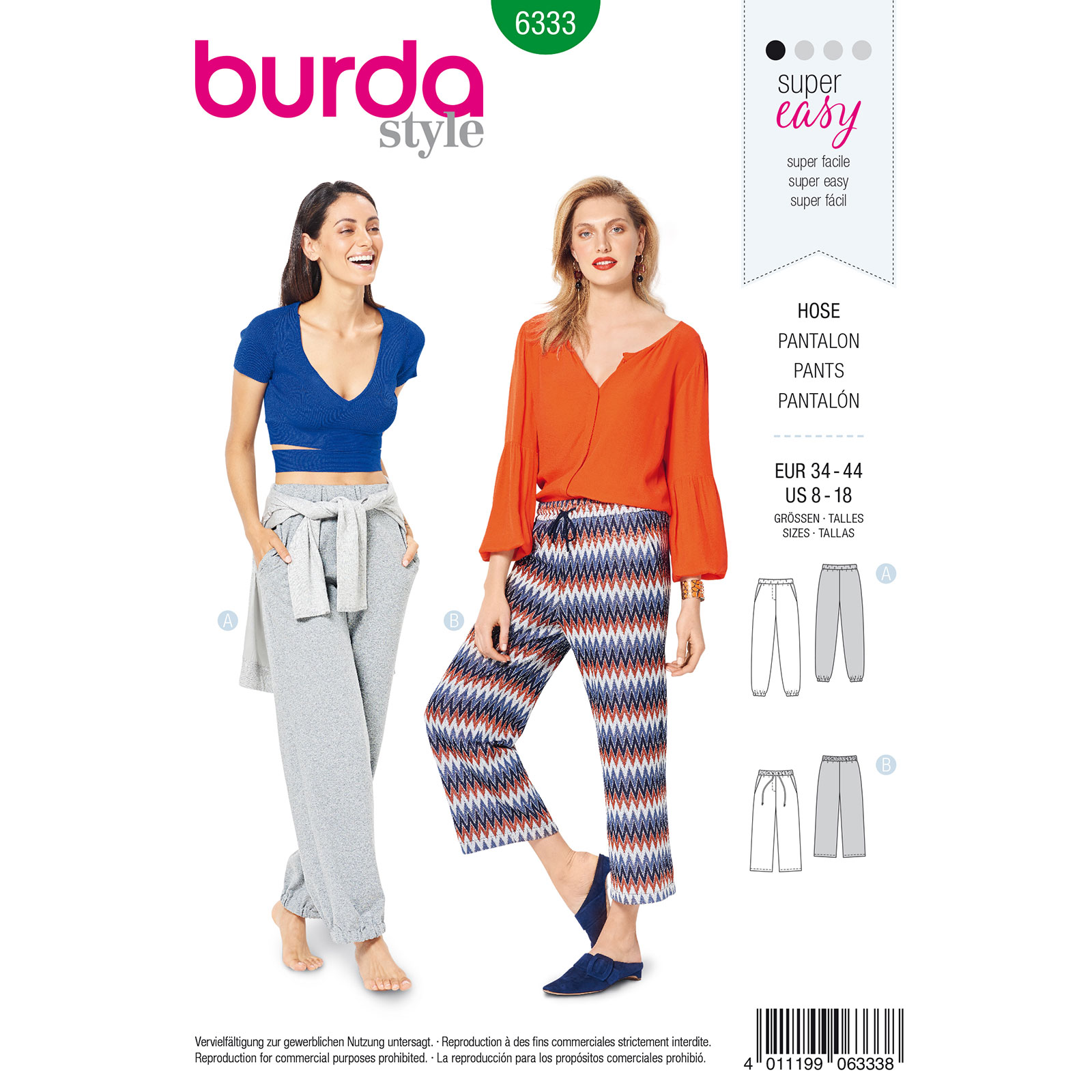 Burda patroon 6333 joggingsbroek. Maat: 34-44 - STUK