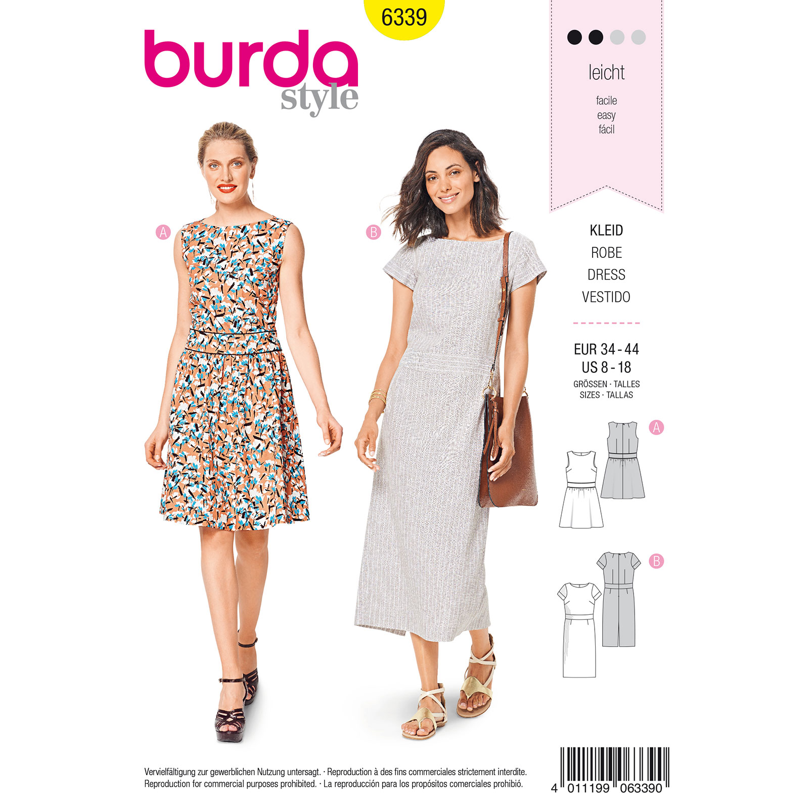 Burda patroon 6339 jurk. Maat: 34-44 - STUK